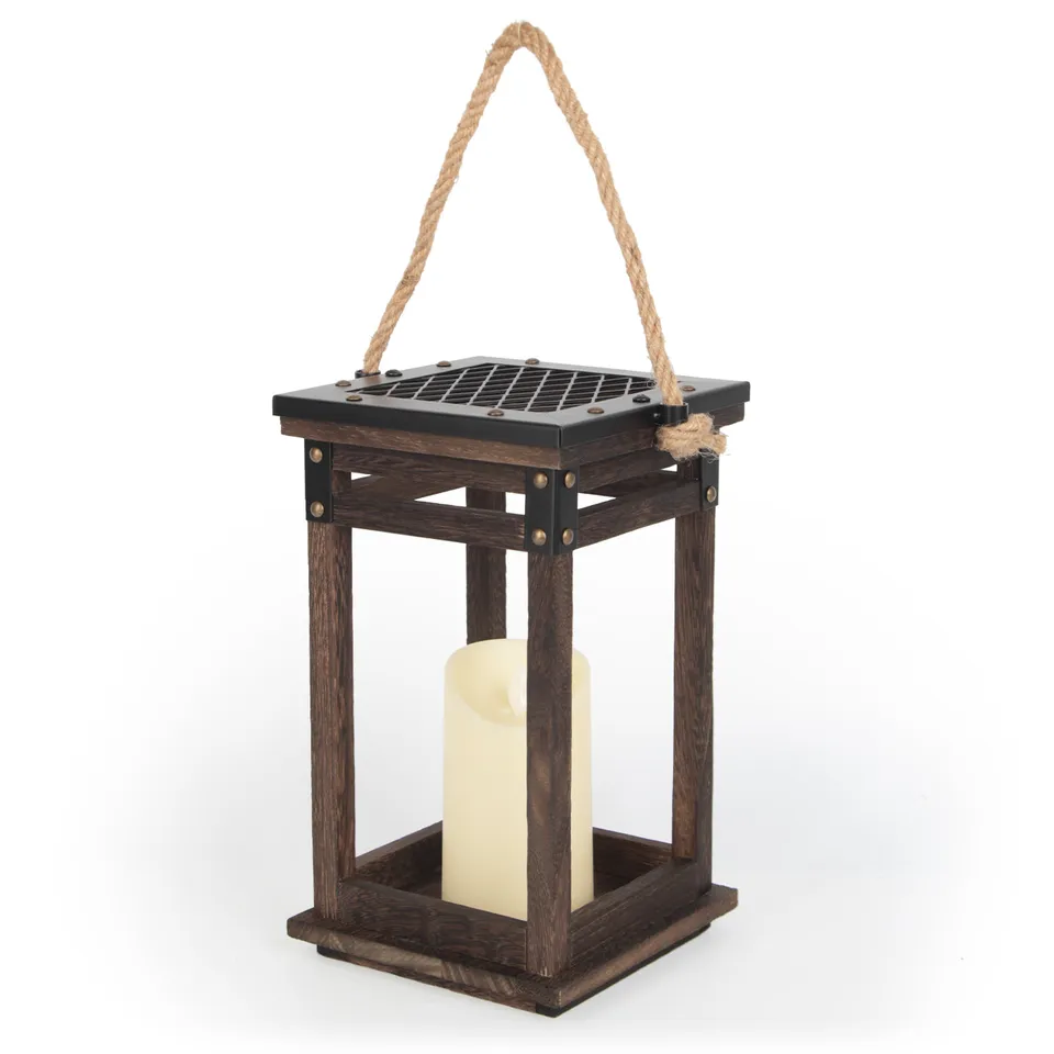 Jackcube Design Lanterna Candela Legno Vintage 16x16x26 cm