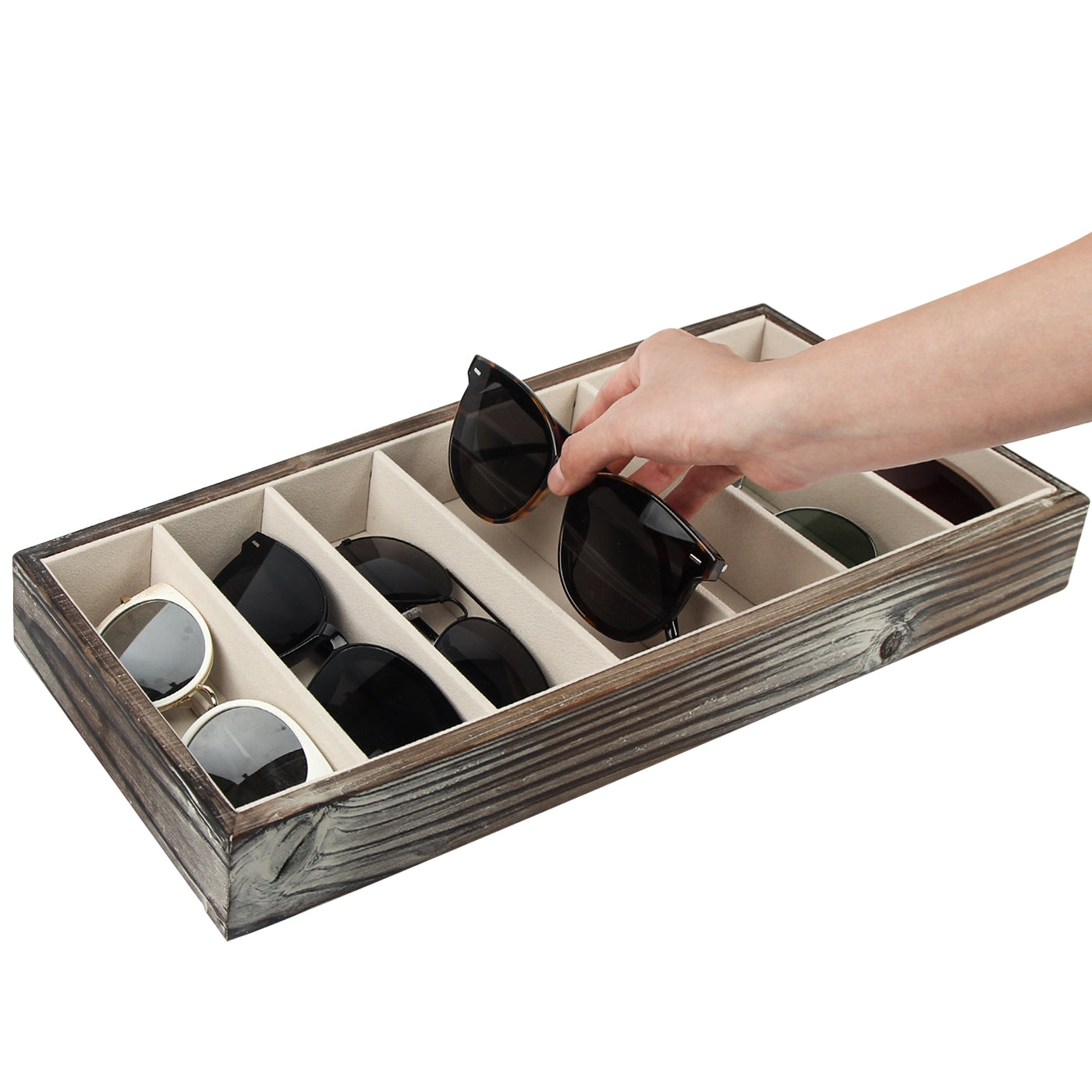 Jackcube Design Porta Occhiali Legno 7 Scomparti Effetto Rustico