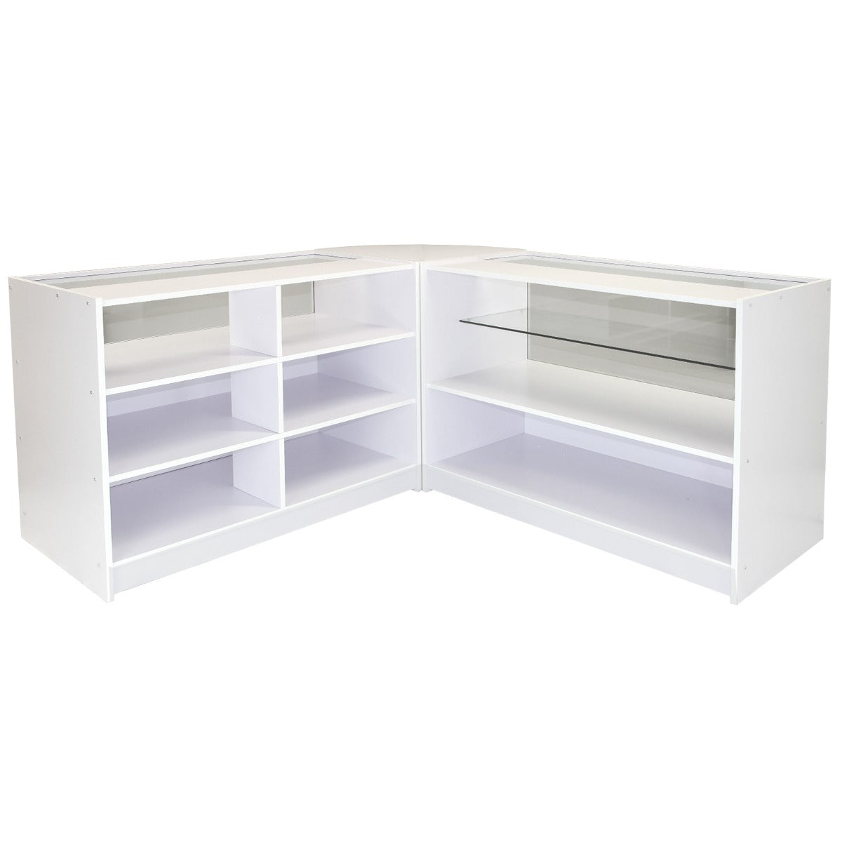 Q-Rax Set Leo 3 Banconi Negozio bianco brillante vetro 90x120x60