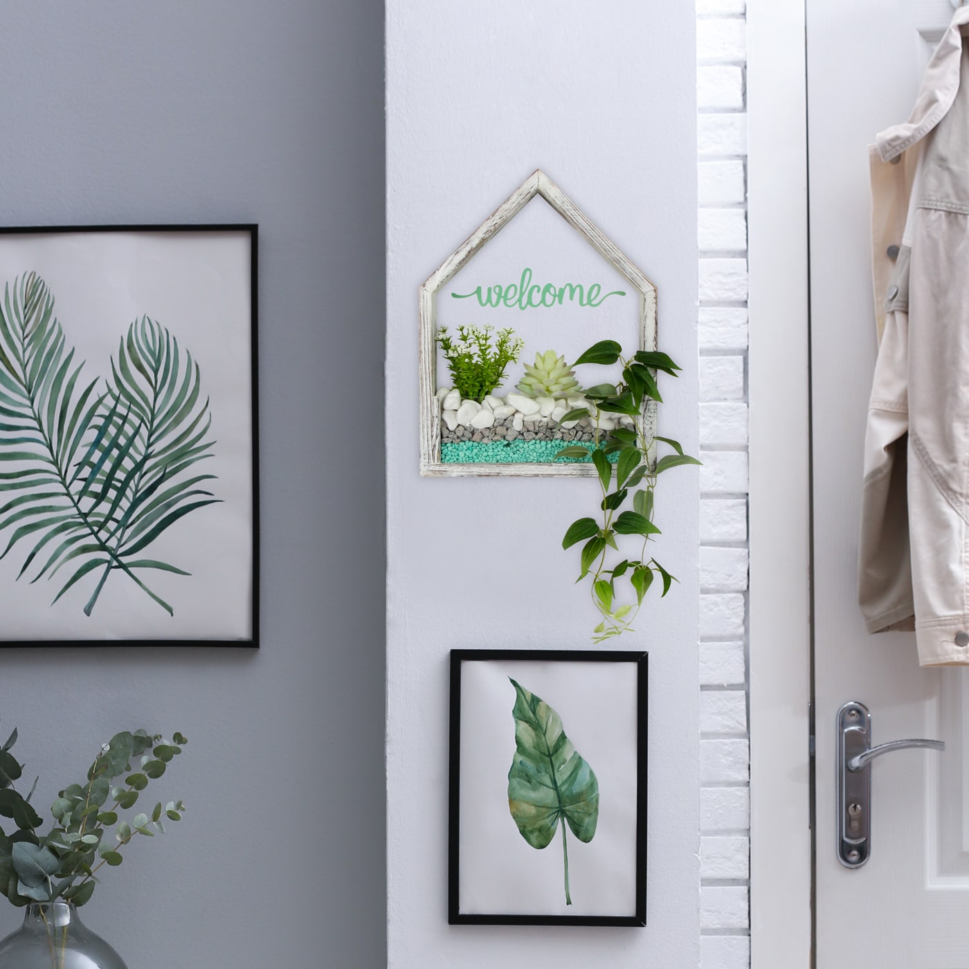 Jackcube Design Plant fioriera da parete casetta bianca