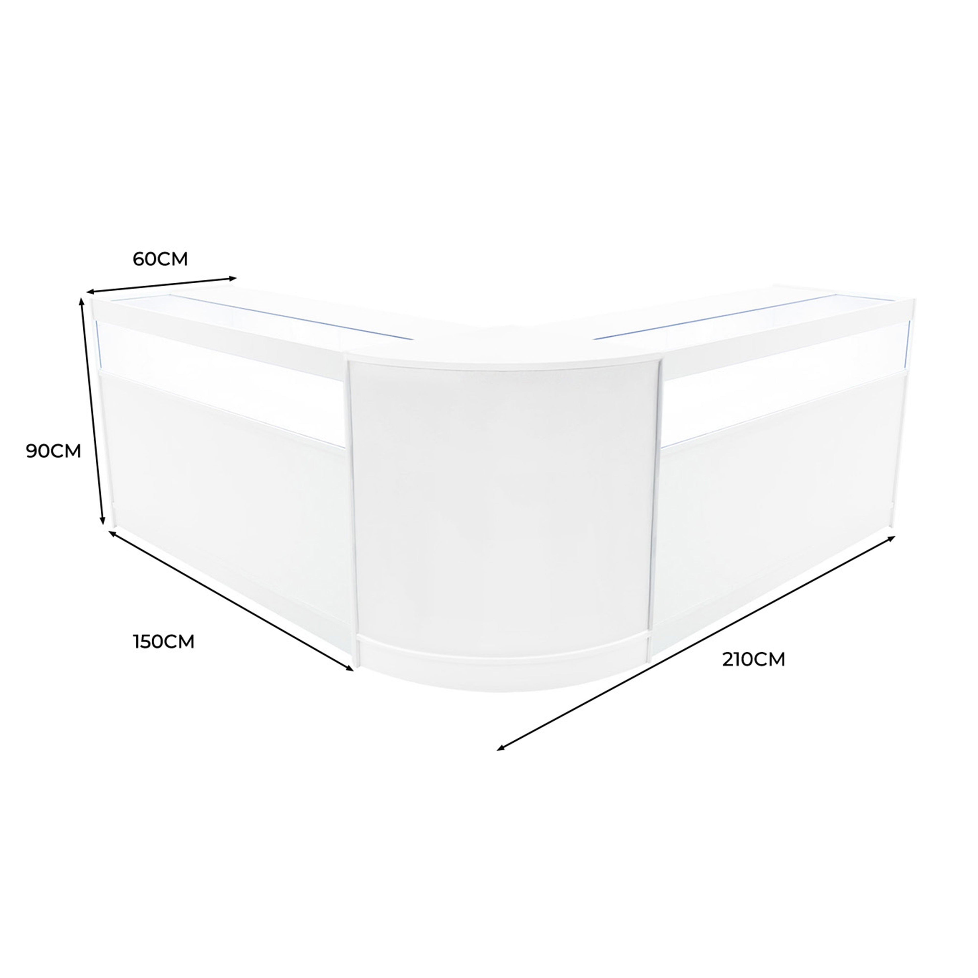 Q-Rax Iris Set Banconi B1500 x2 Angolo CM60 Vetrina LED Bianca