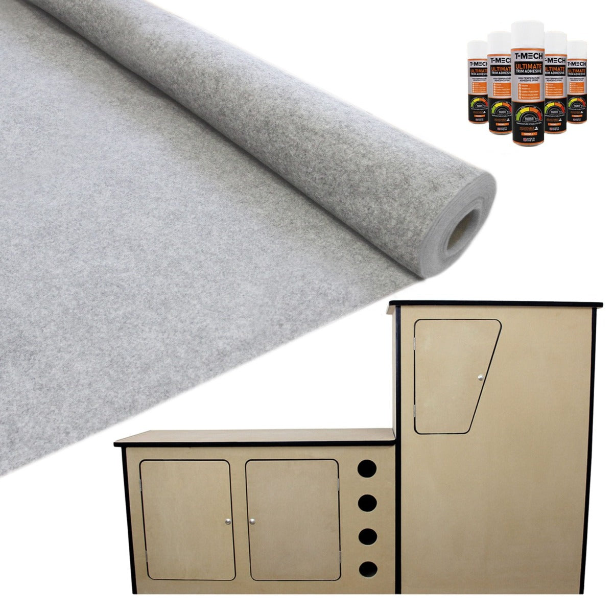 Q-Rax Accessori Cucina Camper MDF Moquette Grigio Argento