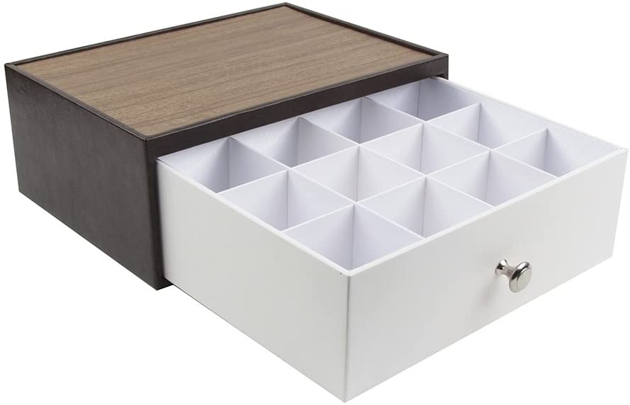 Jackcube Design Kitchen Porta Tè 12 Scomparti Pelle Marrone