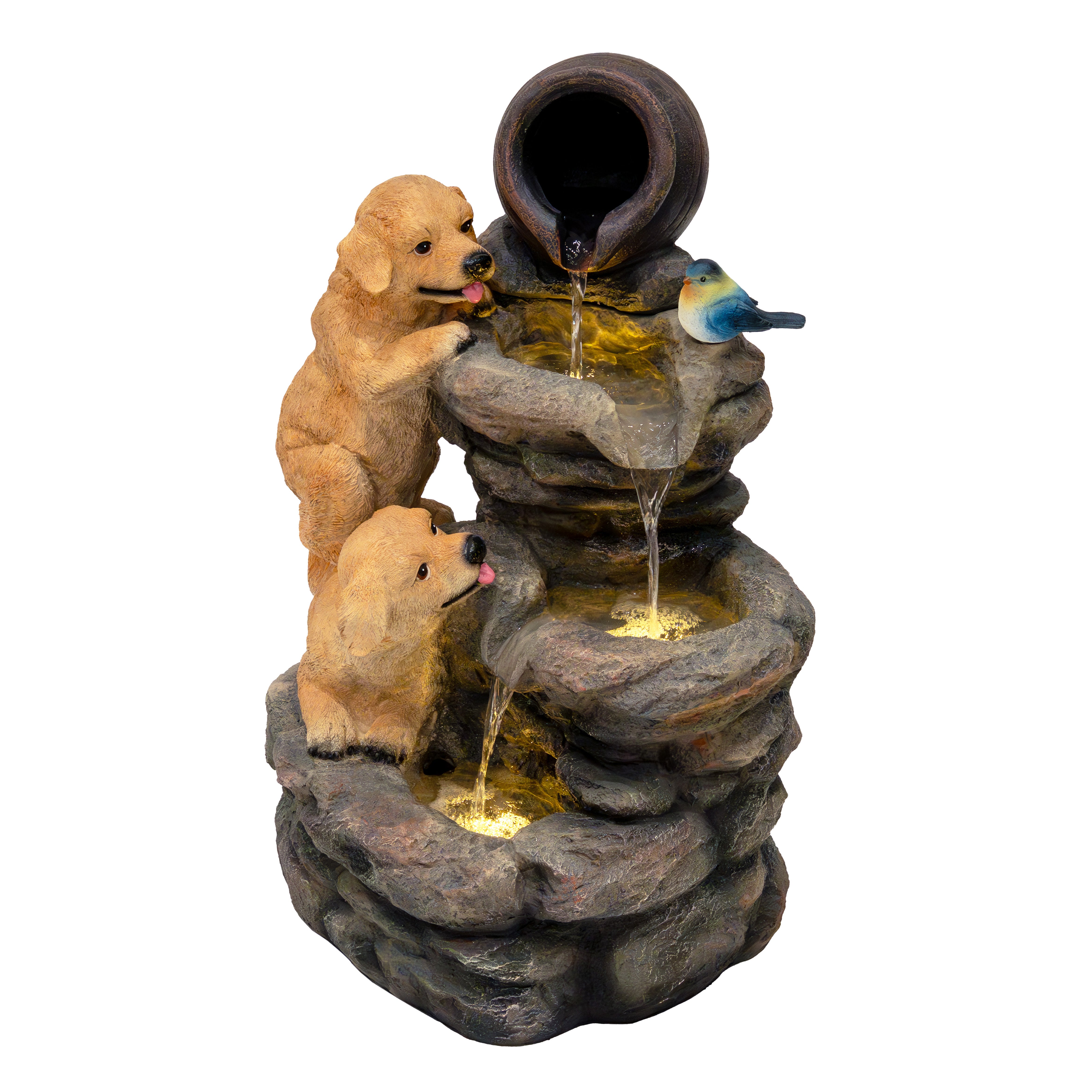 Q-Rax Canine Creek Fontana Elettrica Cuccioli LED Giardino