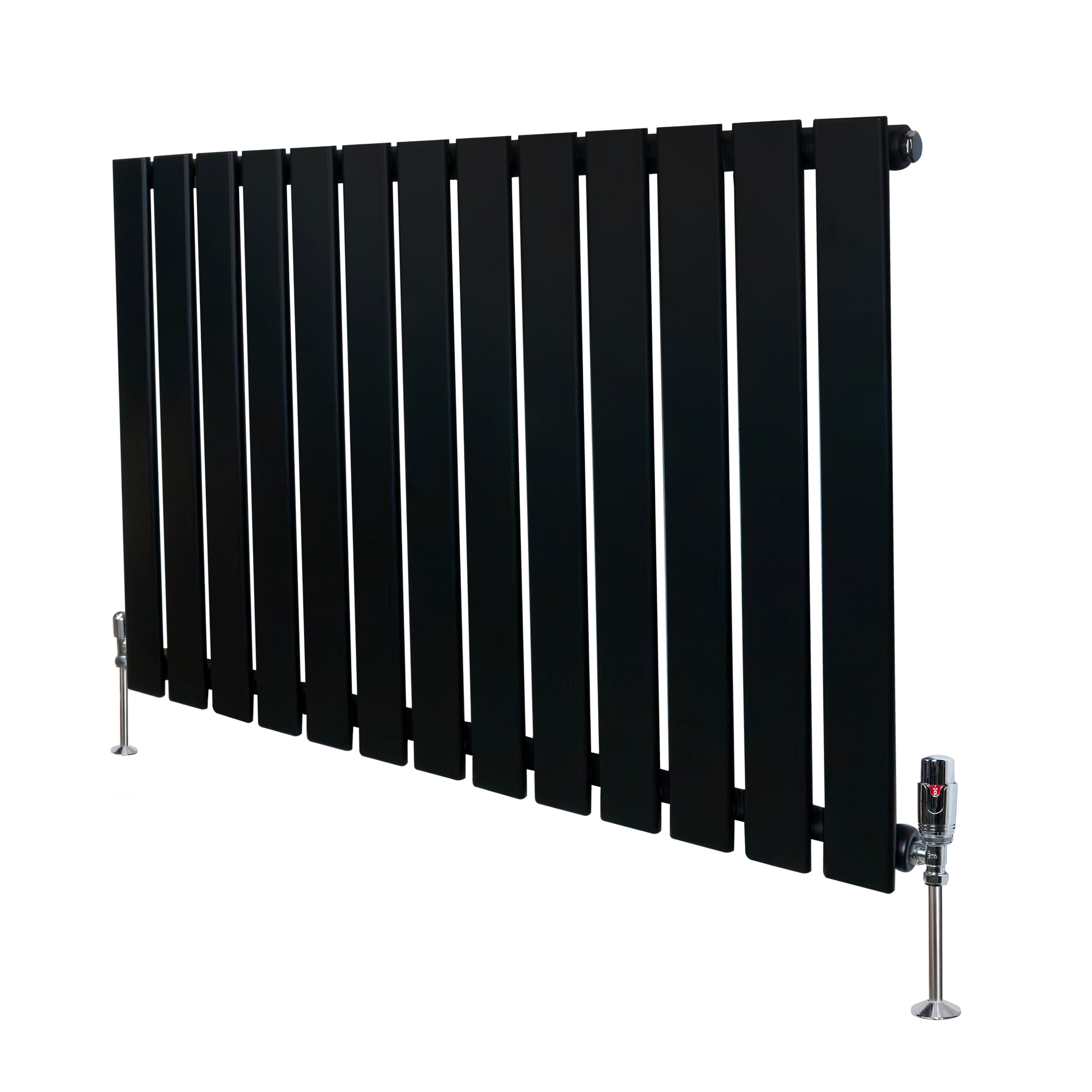 Q-Rax Radiatore Piatto Monocolonna 600x910 mm Nero con Valvole