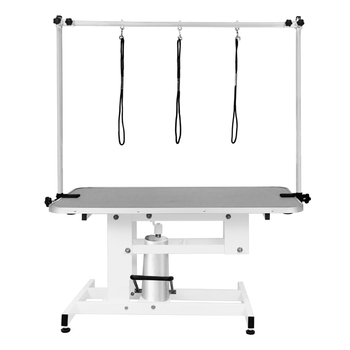 Q-Rax Tavolo Toelettatura Idraulico 106x61 Bianco Piano Grigio 180kg