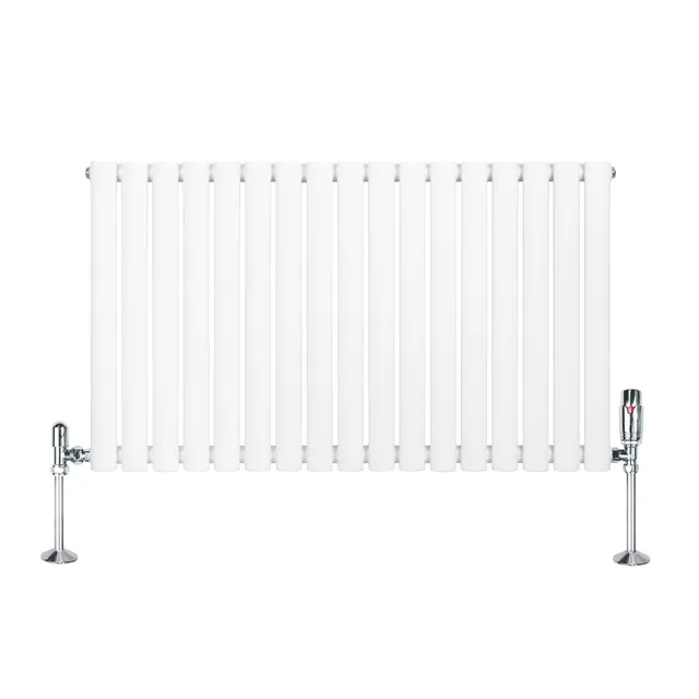 Q-Rax Radiatore Ovale Orizzontale Bianco 600x1020 Valvole
