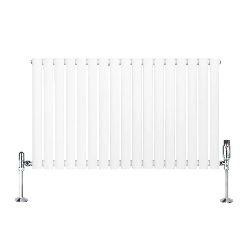 Q-Rax Radiatore Ovale Orizzontale Bianco 600x1020 Valvole