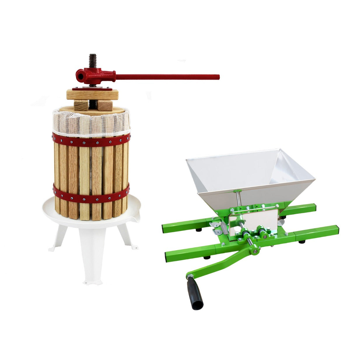 Q-Rax Torchio Frutta 18 Litri + Trituratore 7 Litri acciaio
