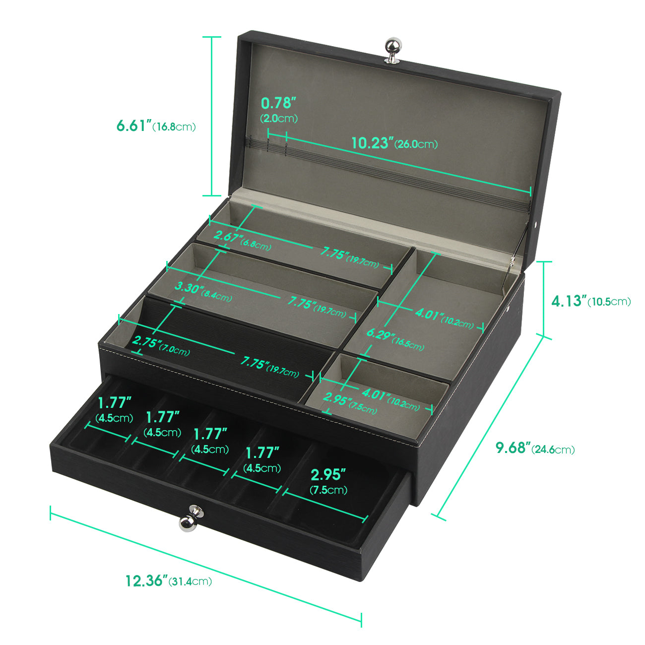 Jackcube Design Dressroom Svuotatasche Ecopelle Nero con Cassetto