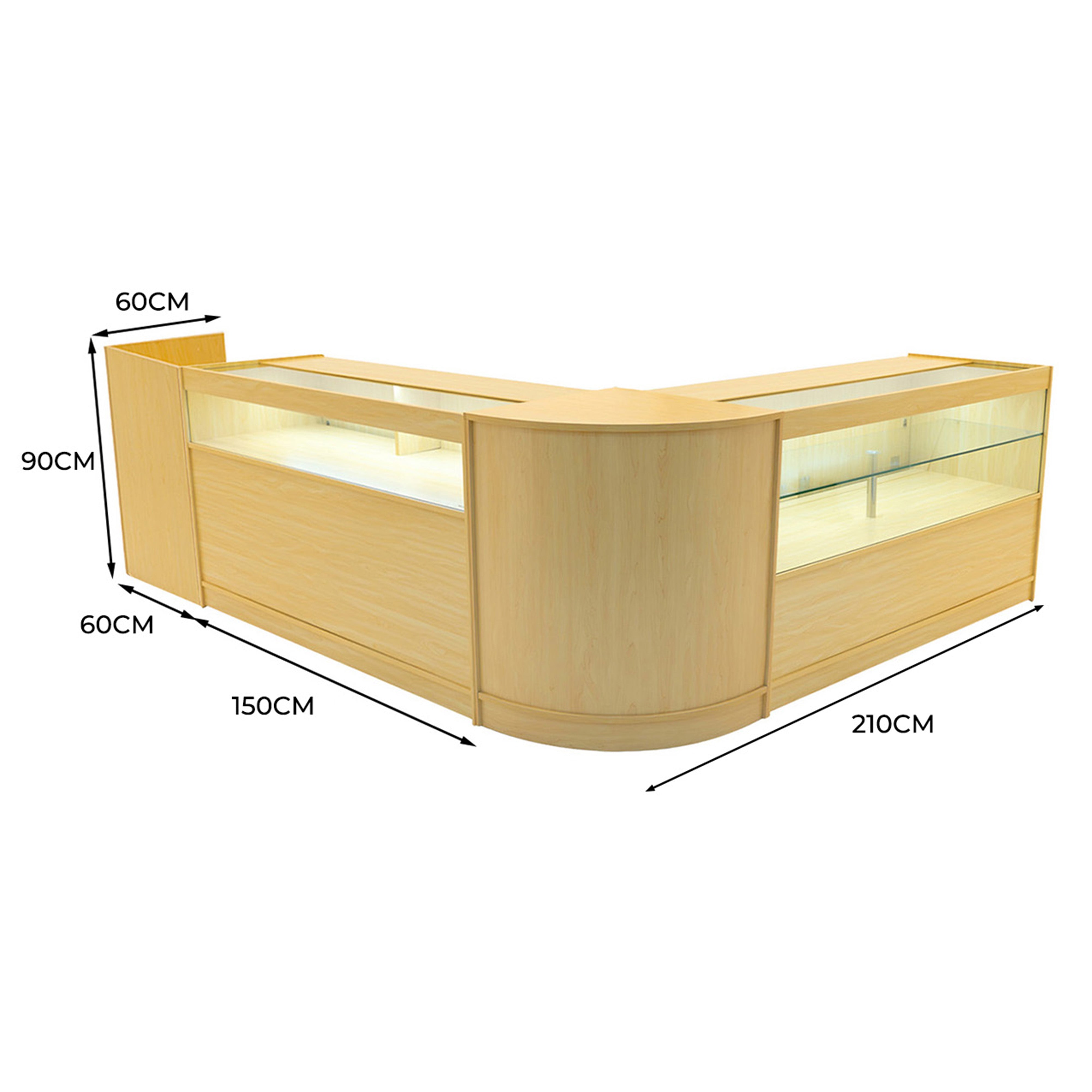 Q-Rax Banconi da Negozio set B1500 C1500 TB60 CM60 bancone acero LED