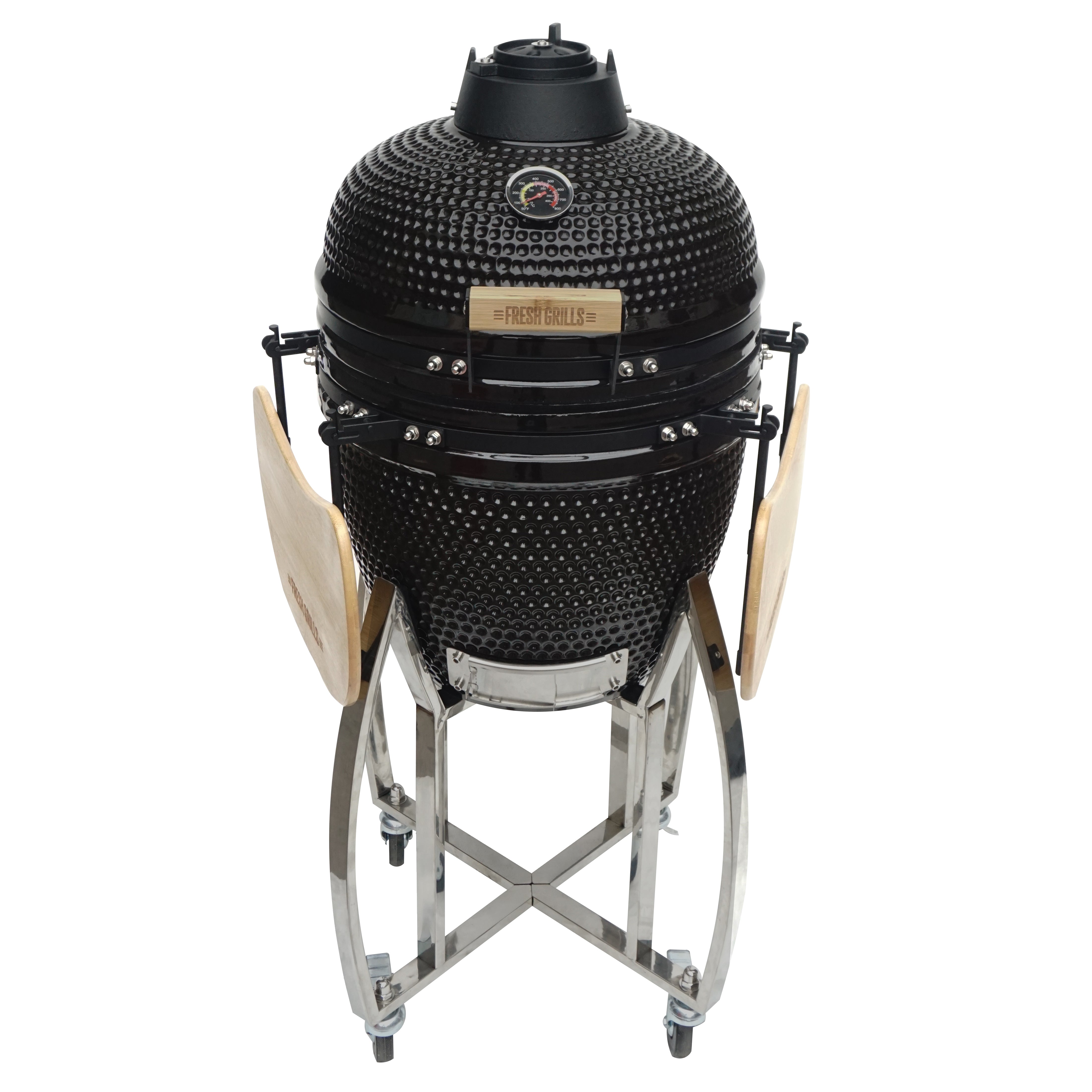 Q-Rax Kamado BBQ Grill 18" 46cm Barbecue Ceramica Nero