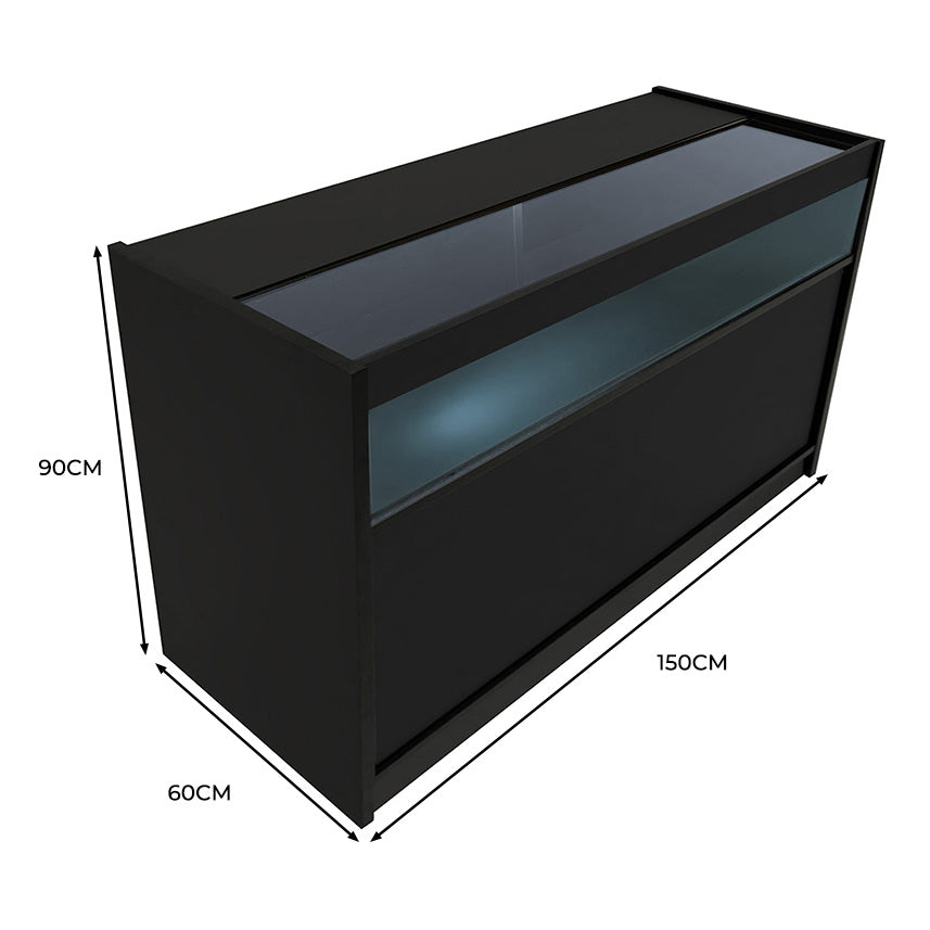 Q-Rax Banconi da Negozio B1500 Bancone Nero LED 150cm