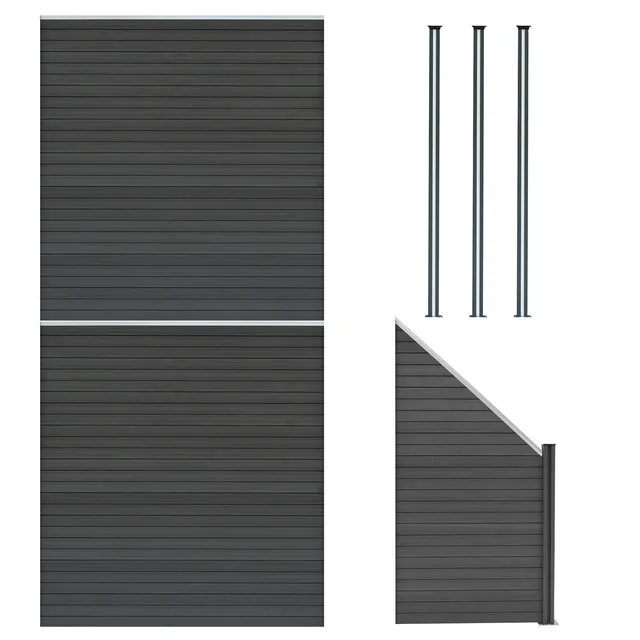 Q-Rax Recinzione Composito Grigio 2 Pannelli LED