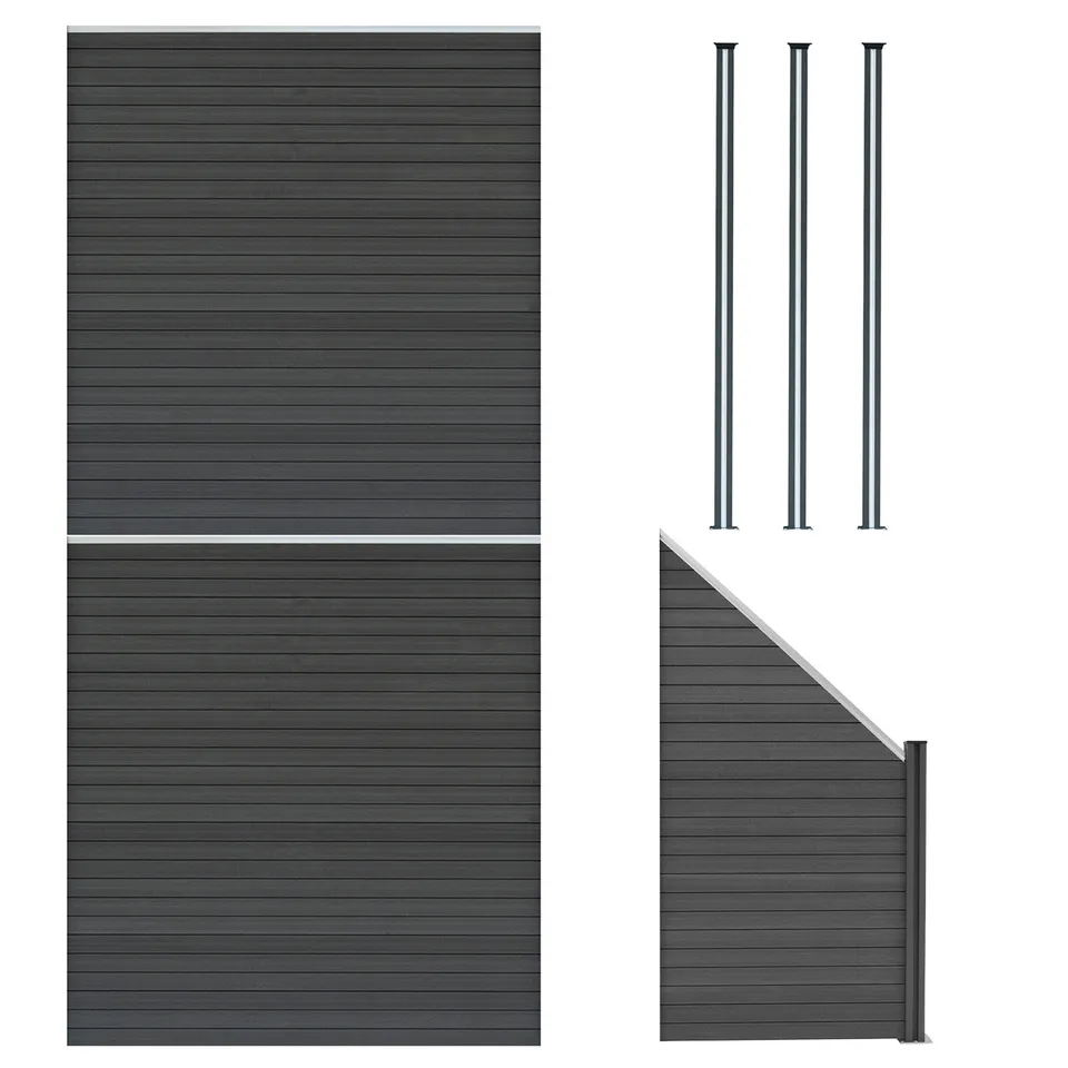 Q-Rax Recinzione Composito Grigio 2 Pannelli LED