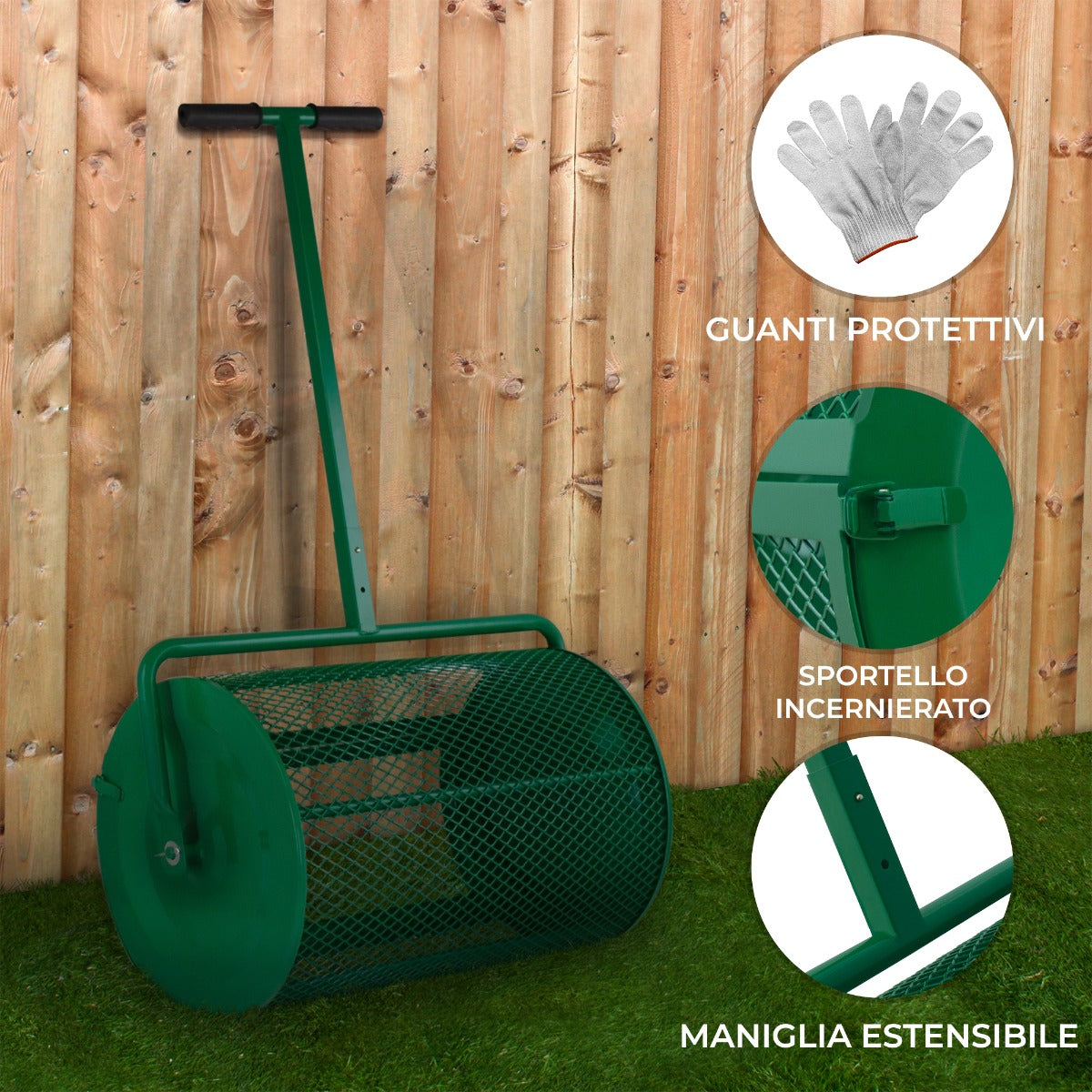 Q-Rax Commercio Spargiterriccio Verde 80L Rullo Prato
