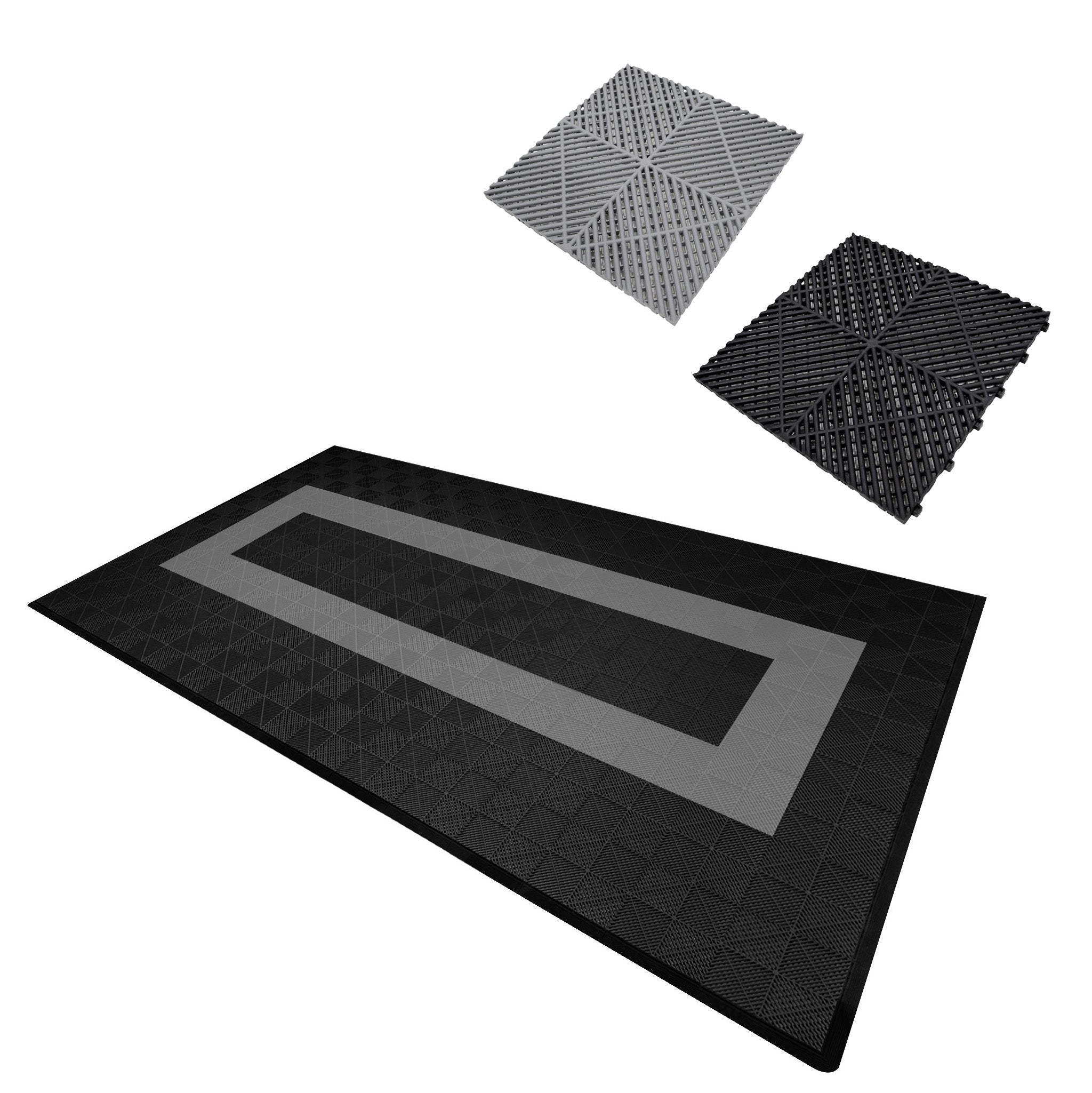Q-Rax Piastrelle Ventilate Pavimento Garage 19,2 mq Nero Grigio