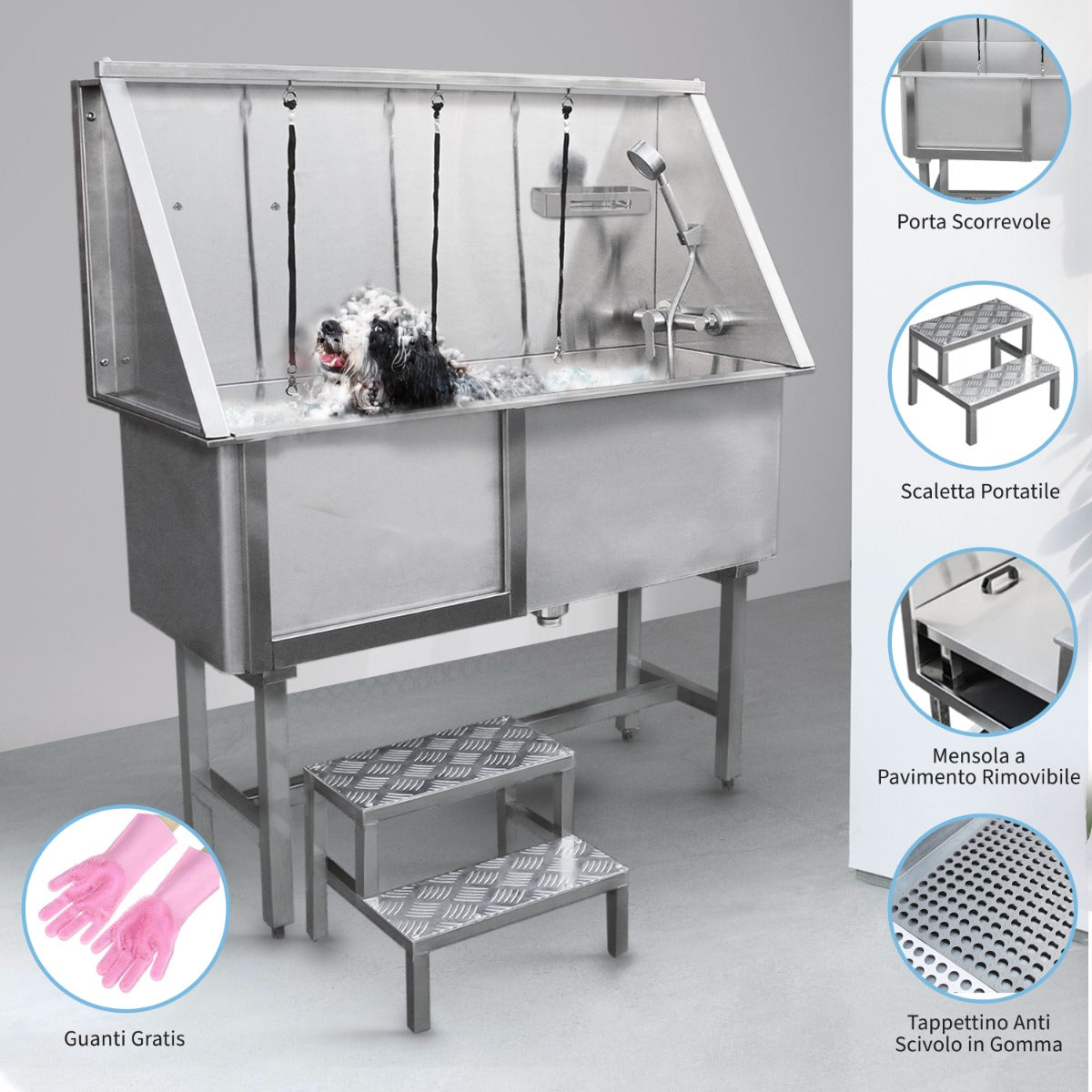 Q-Rax Commercio Artigianato Vasca Toelettatura Inox 400 mm