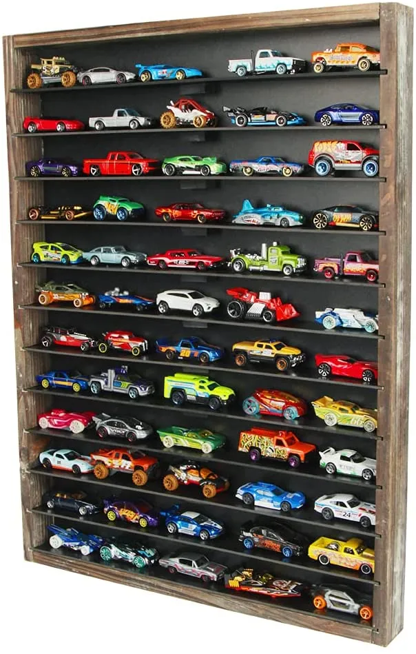 Jackcube Design Display Vetrina Hot Wheels 1/64 Legno Rustico 12 Piani