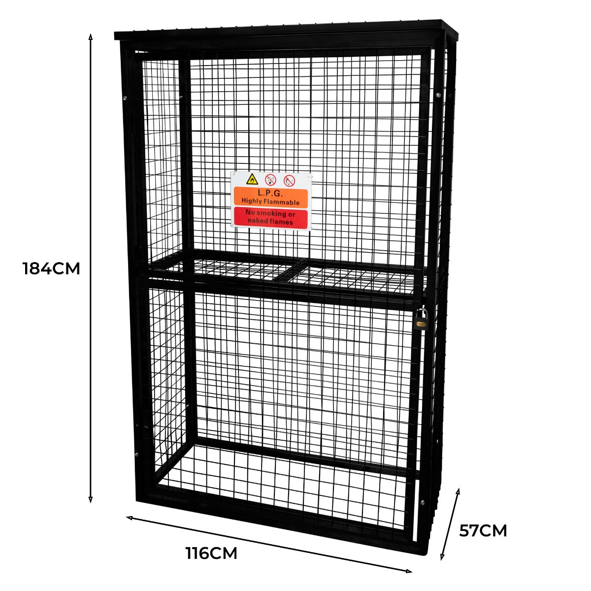 Q-Rax Gabbia Rete Bombole Gas 184x116x57 cm Zincata