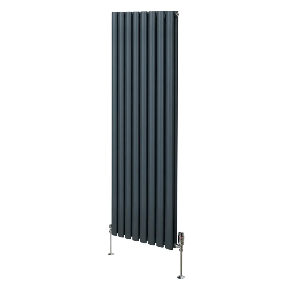 Q-Rax Radiatore Ovale 1600x480 Antracite Valvole