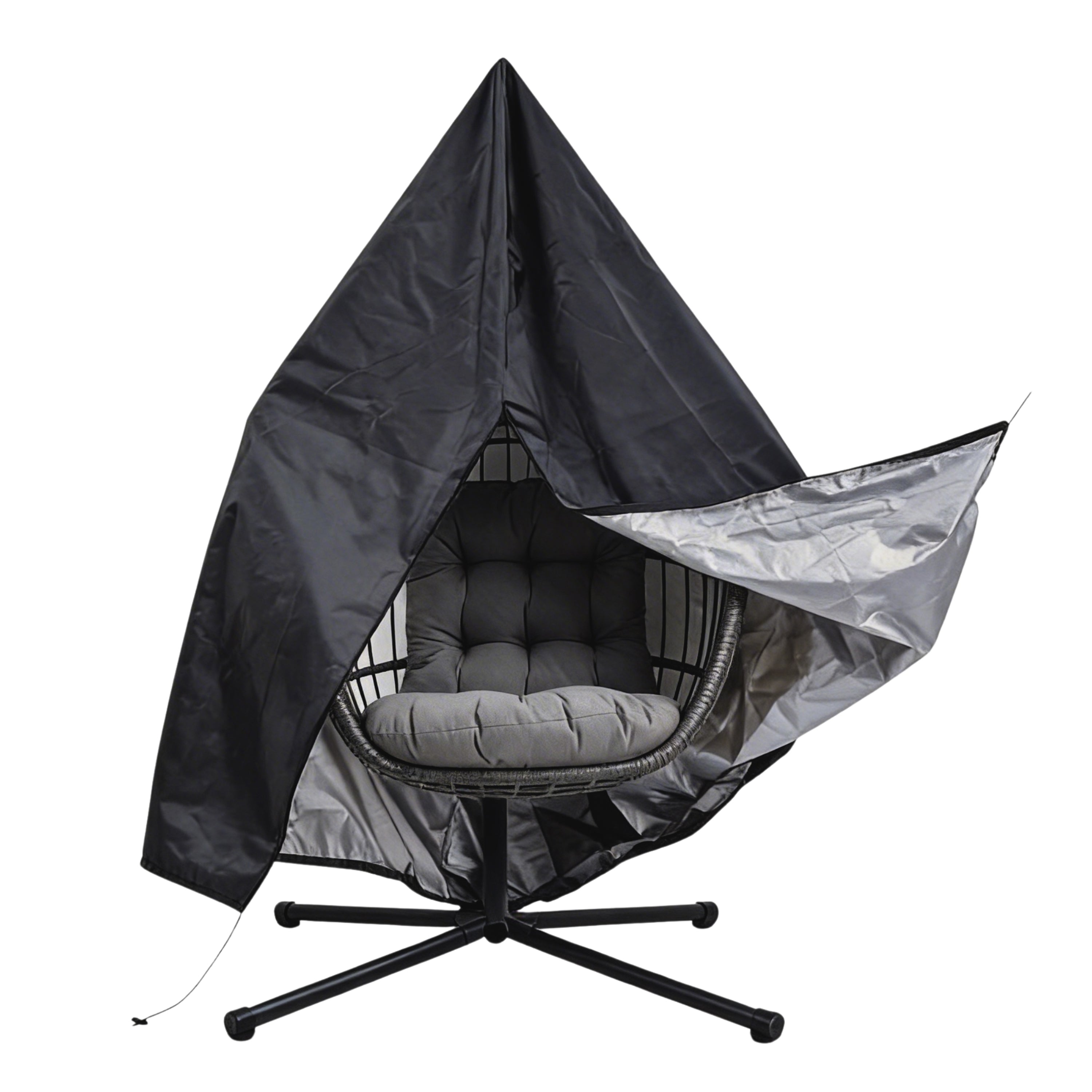 Q-Rax Poltrona Sospesa Uovo Rattan Nero con Struttura 150kg