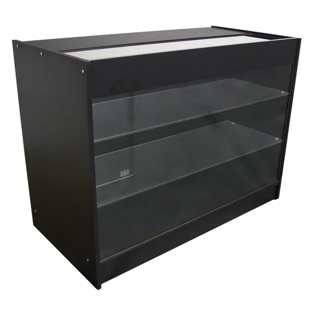 Q-Rax K1200 Bancone da Negozio Nero 120x60x90 cm con Vetrina