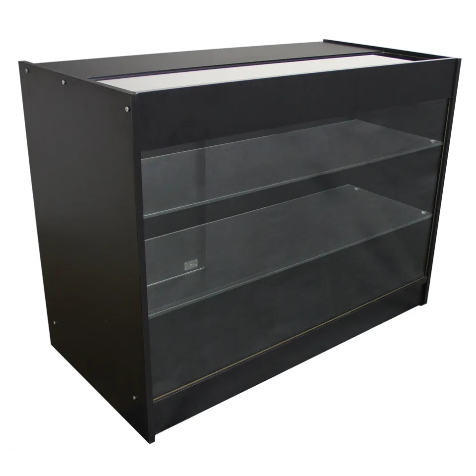 Q-Rax K1200 Bancone da Negozio Nero 120x60x90 cm con Vetrina