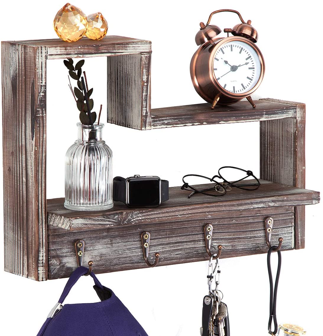 Jackcube Design Entryway mensola appendichiavi 4 ganci legno