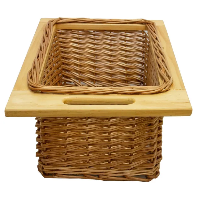 Q-Rax Cestelli Estraibili Cucina Vimini 40cm Cesto Marrone 1 Pezzo