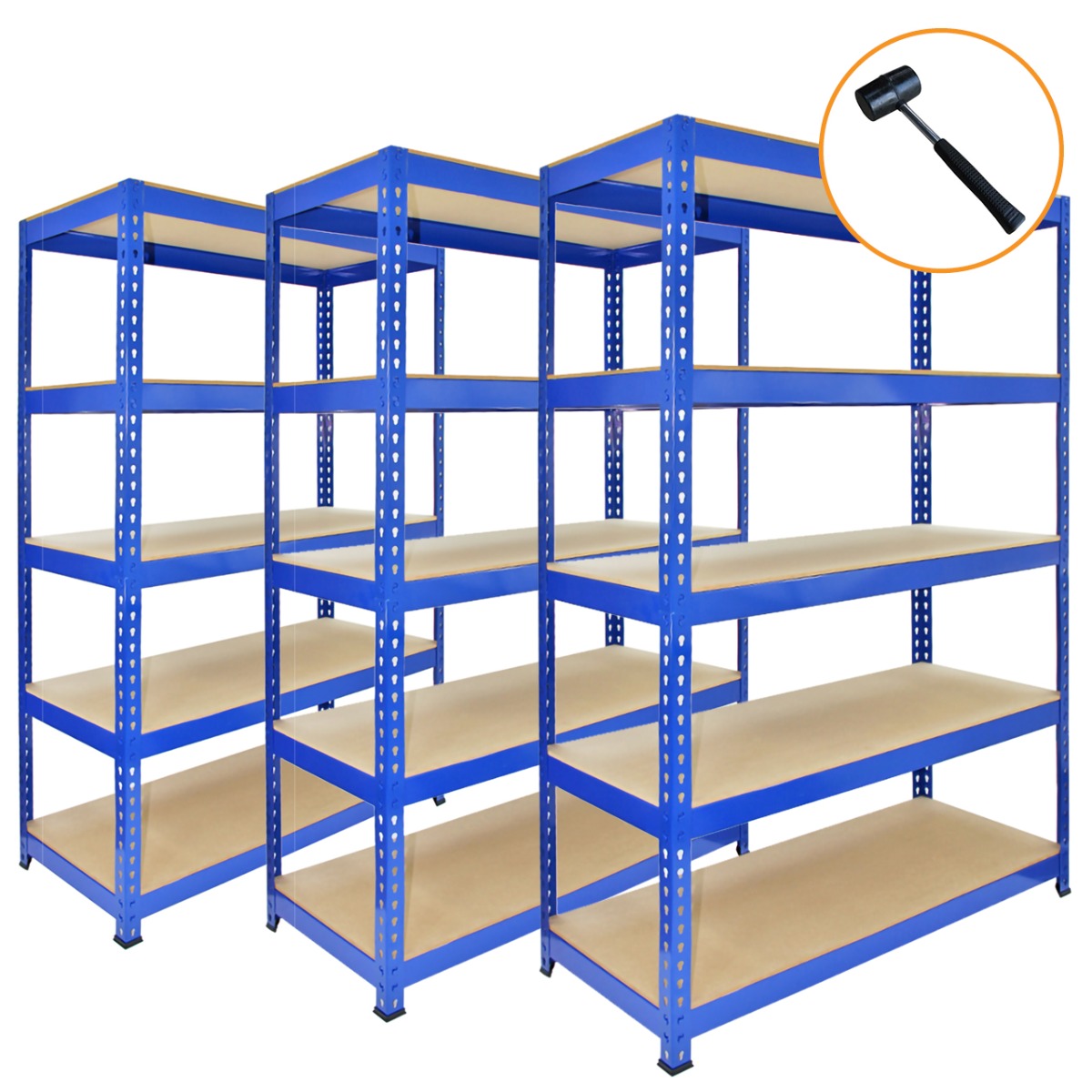 Q-Rax Scaffale Garage Blu 90x50 cm 200 kg 3 Pezzi Martello