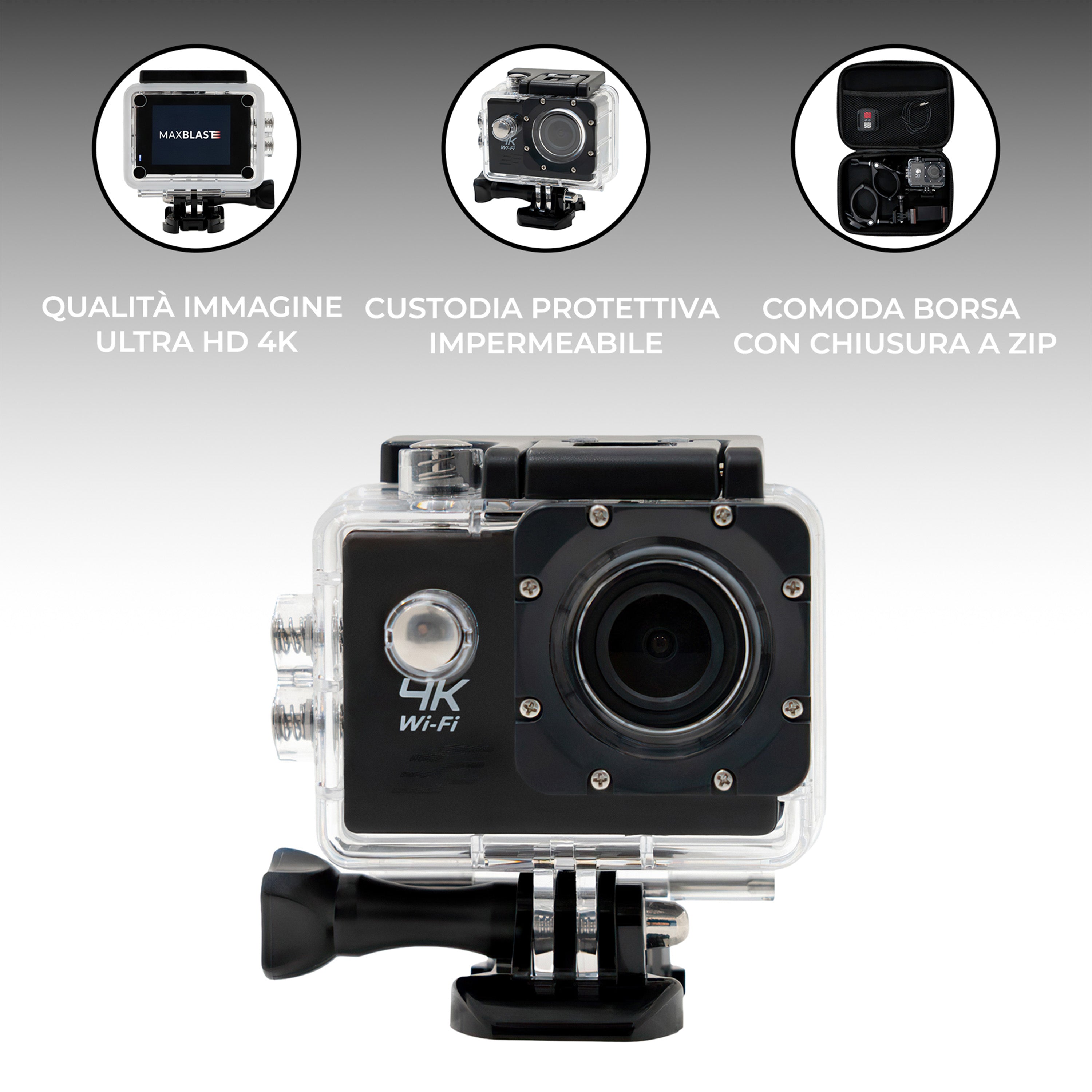 Q-Rax Telecamera grondaie 4K zoom Wi-Fi impermeabile