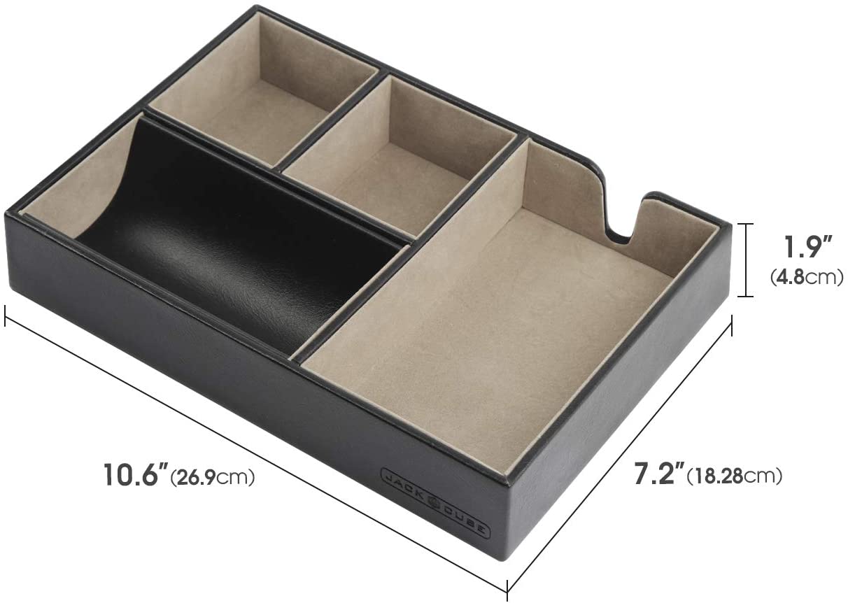 Jackcube Design Dressroom Vassoio Svuotatasche Pelle Nero 4 Scomparti