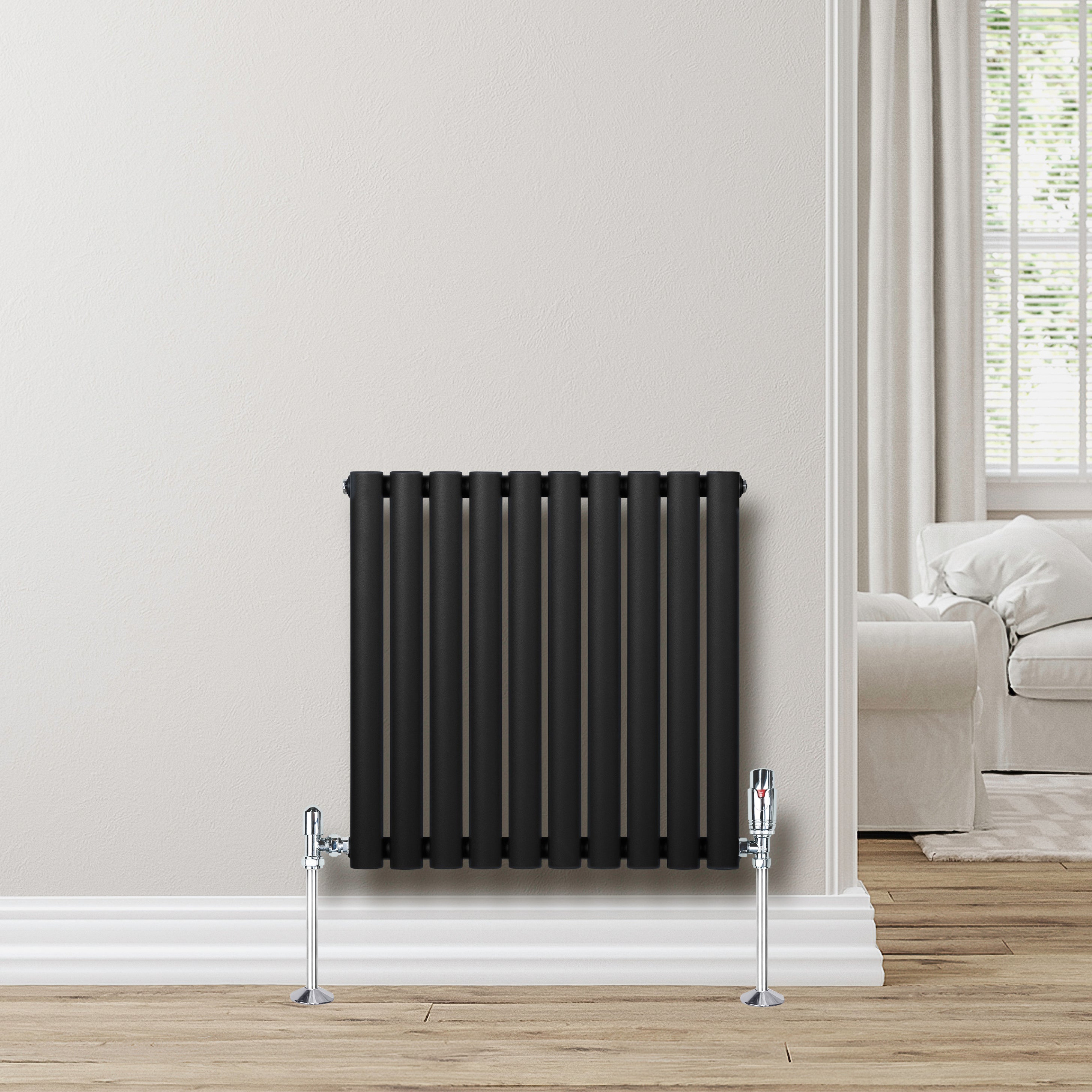 Q-Rax Tradizionali 600x600 Radiatore Nero con Valvole
