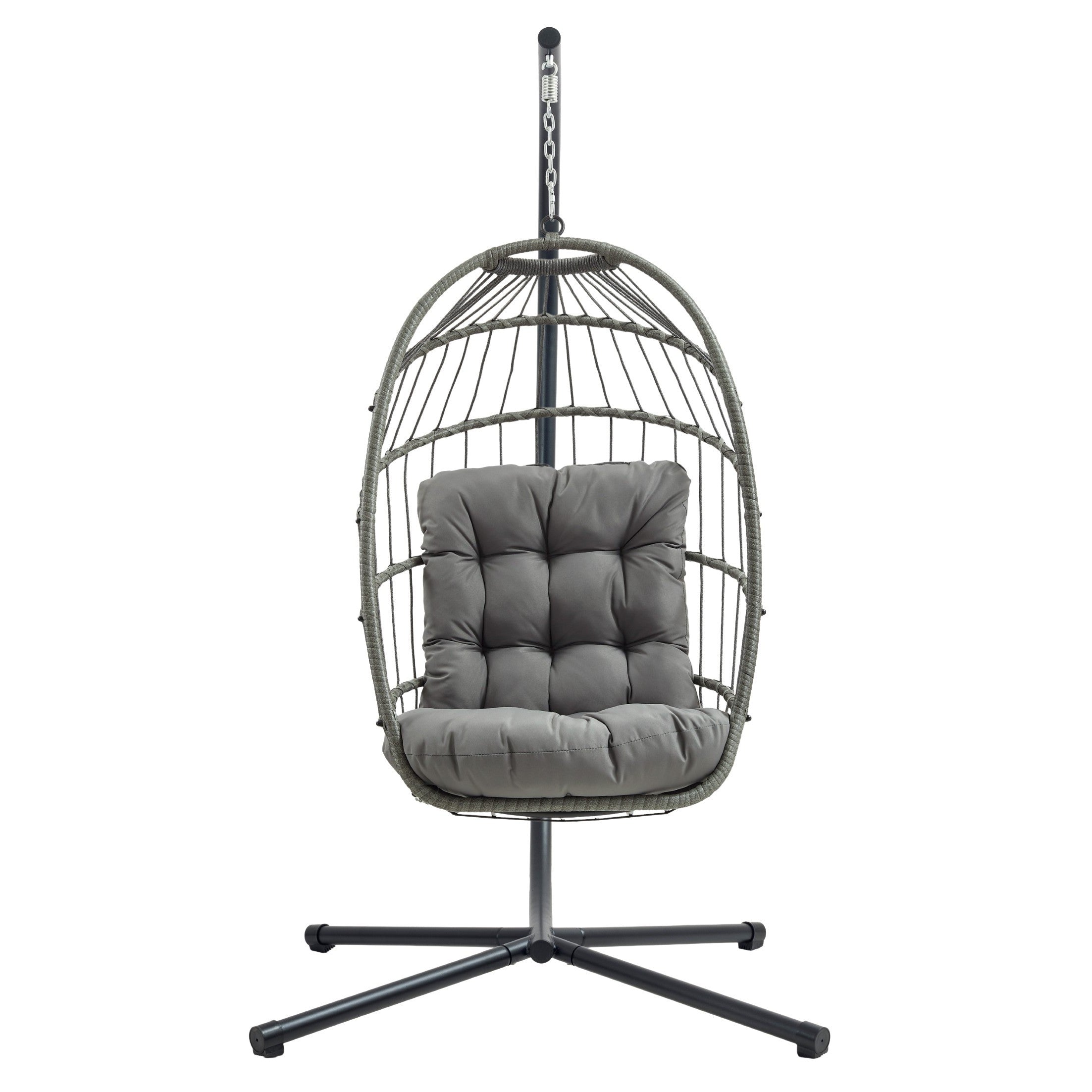 Q-Rax Poltrona Sospesa Uovo Rattan Grigio 150 kg