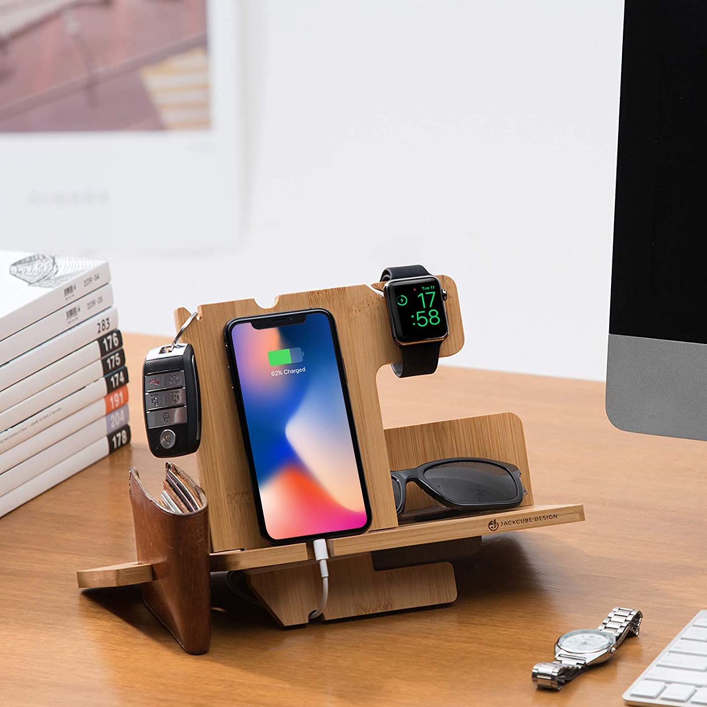 Jackcube Design Home Office Dock Organizer Scrivania Bamboo 28 cm