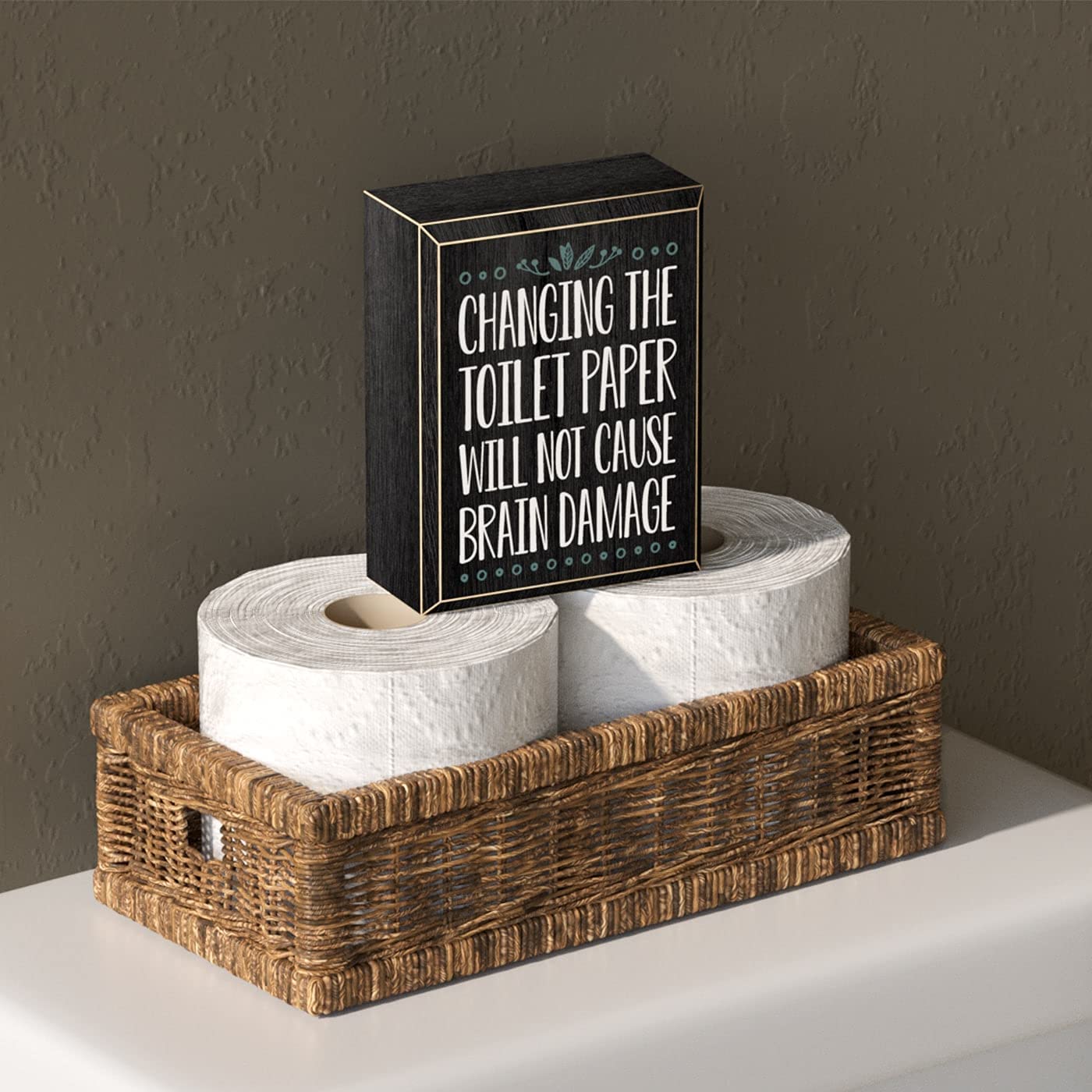 Jackcube Design Wall Décor Targa Bagno Legno Nero 13 cm