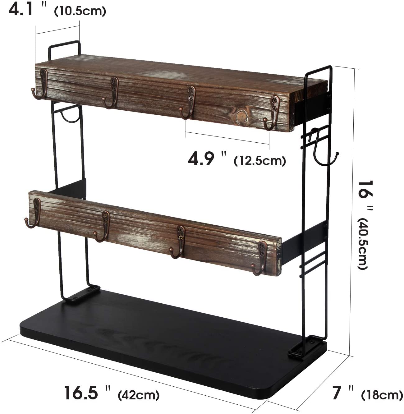 Jackcube Design Kitchen Porta Tazze Legno 2 Piani 10 Ganci 18 Tazze
