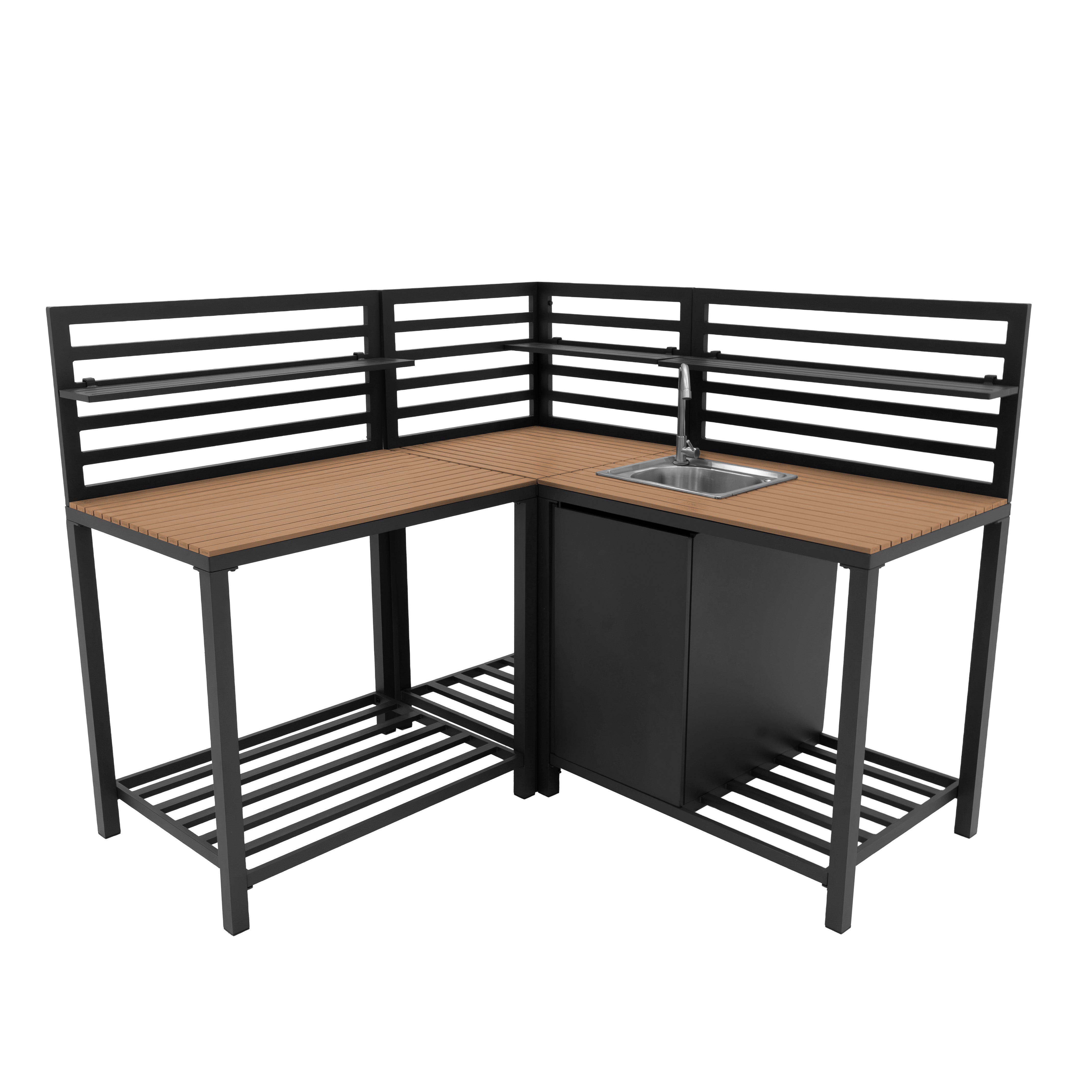 Q-Rax Mobili da Esterno Set Cucina Alluminio Lavello 3 Pezzi
