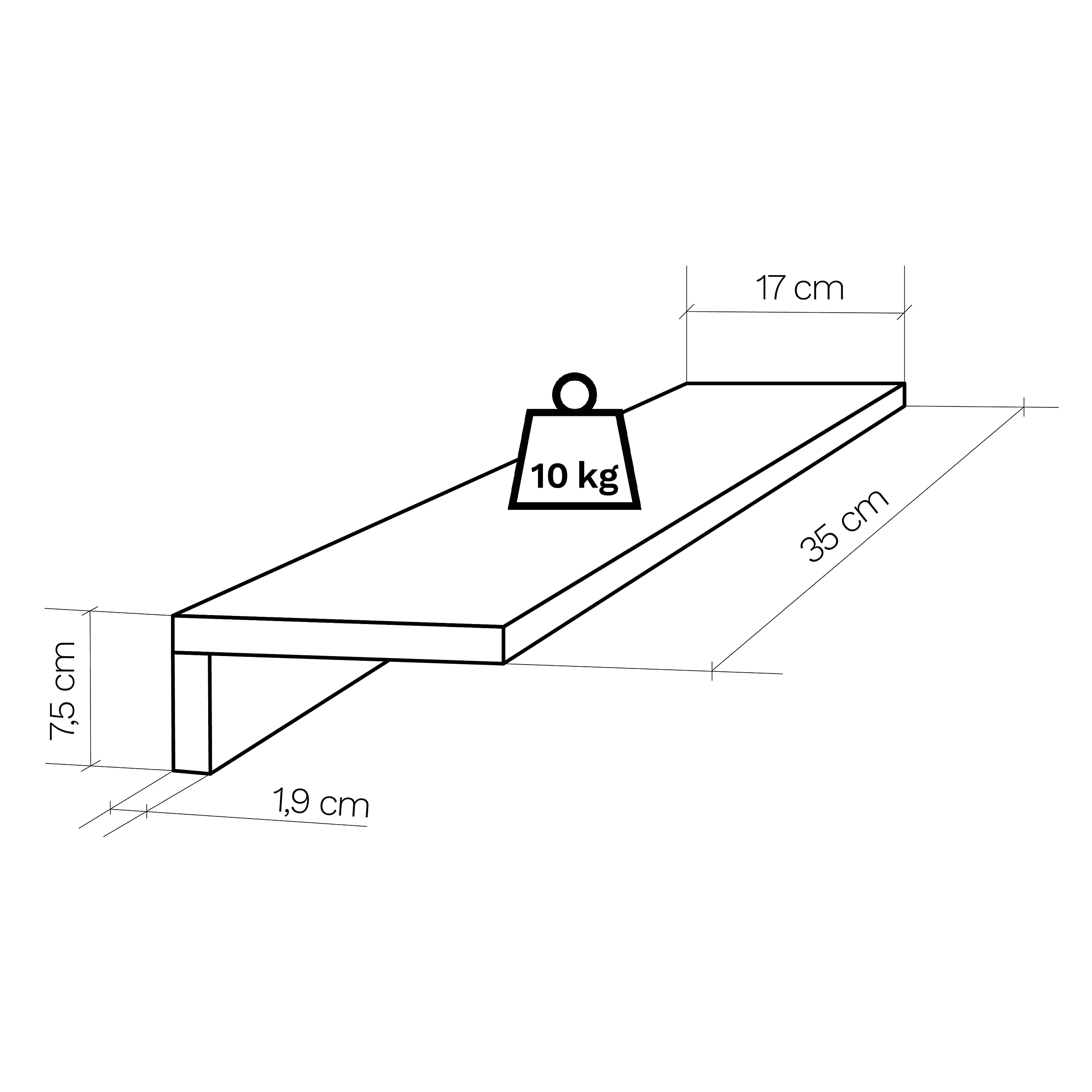 Henor Set 3 mensole legno 35x17 cm quercia Stel