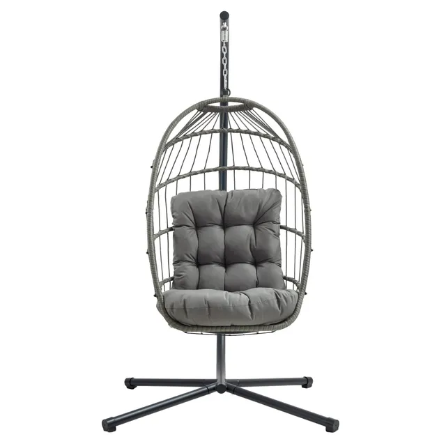 Q-Rax Poltrona Sospesa Uovo Rattan Grigio 150 kg