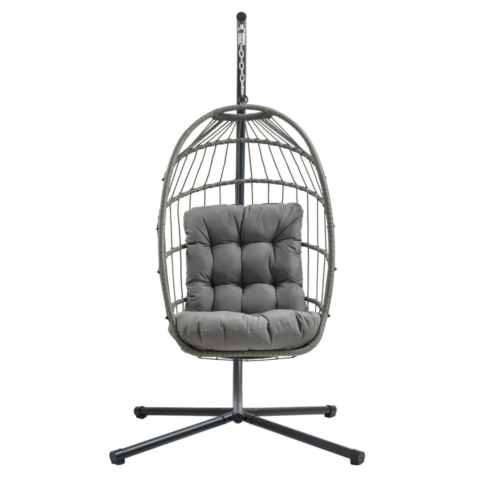 Q-Rax Poltrona Sospesa Uovo Rattan Grigio 150 kg