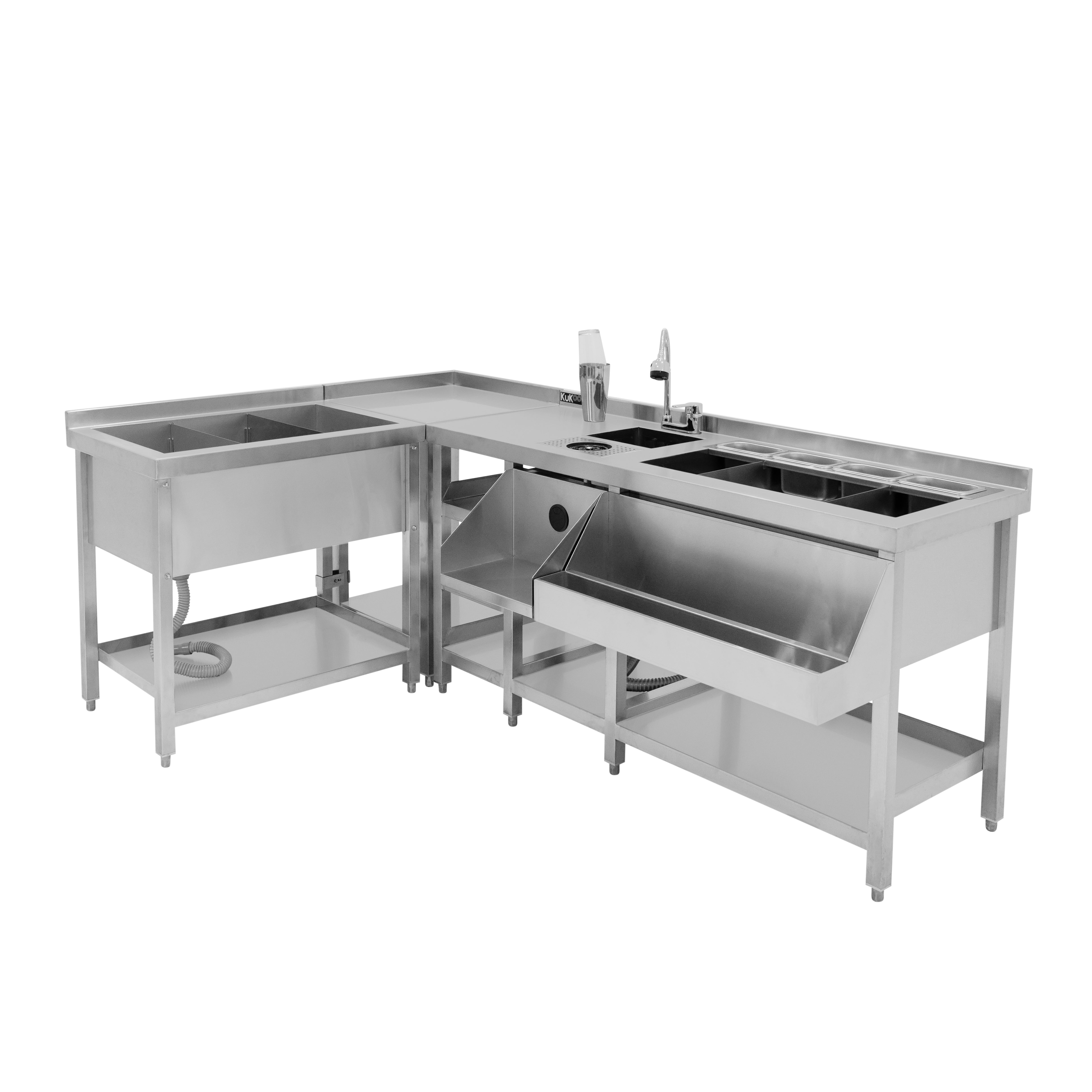 Q-Rax Postazione Cocktail Modulare Acciaio Inox con Ghiaccio