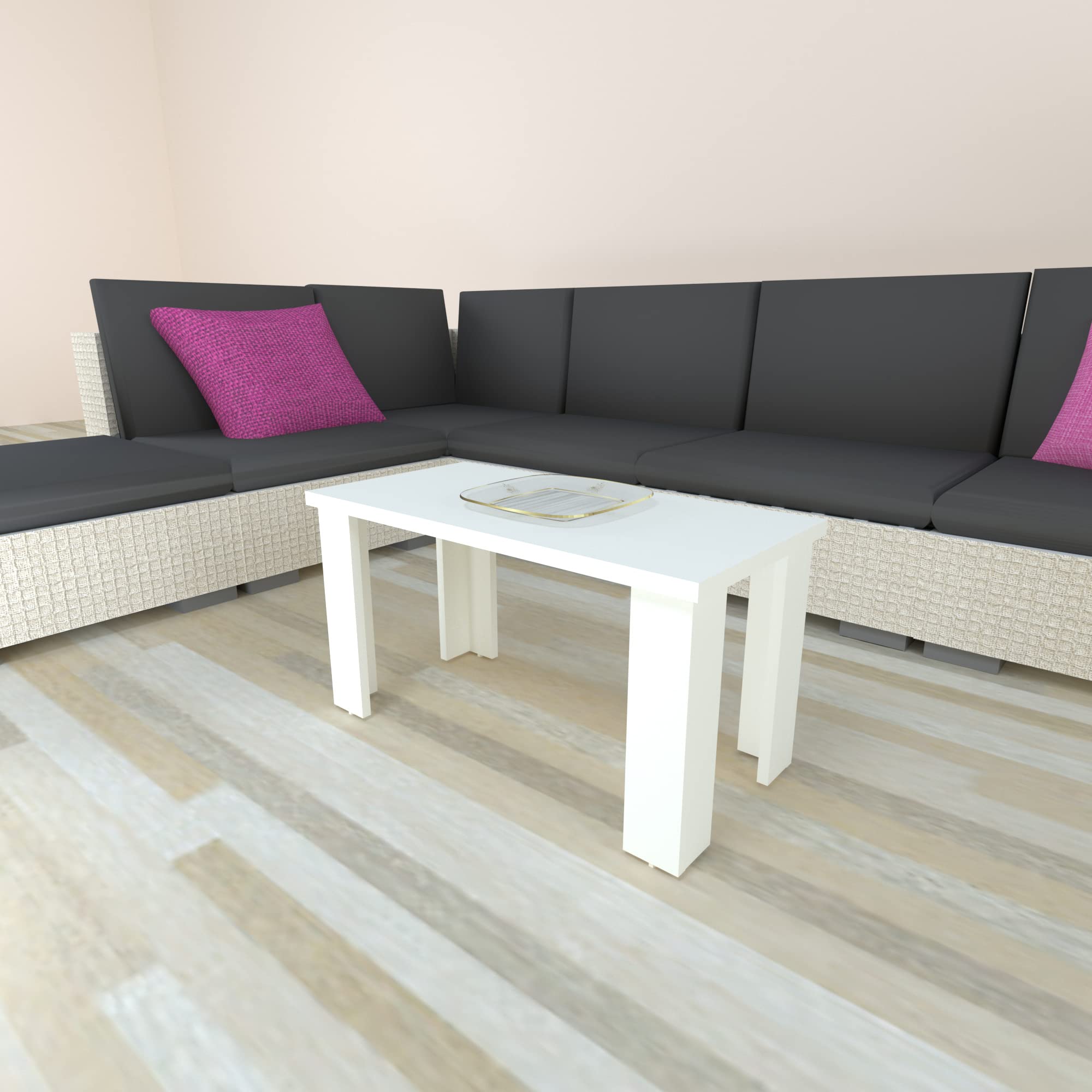 Henor Tavolino 100x60x44 cm Tavolo salotto Bianco moderno