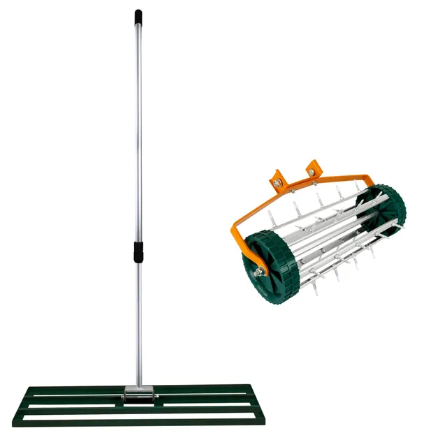 Q-Rax Set Arieggiatore e Livellatore Prato 100 cm Verde