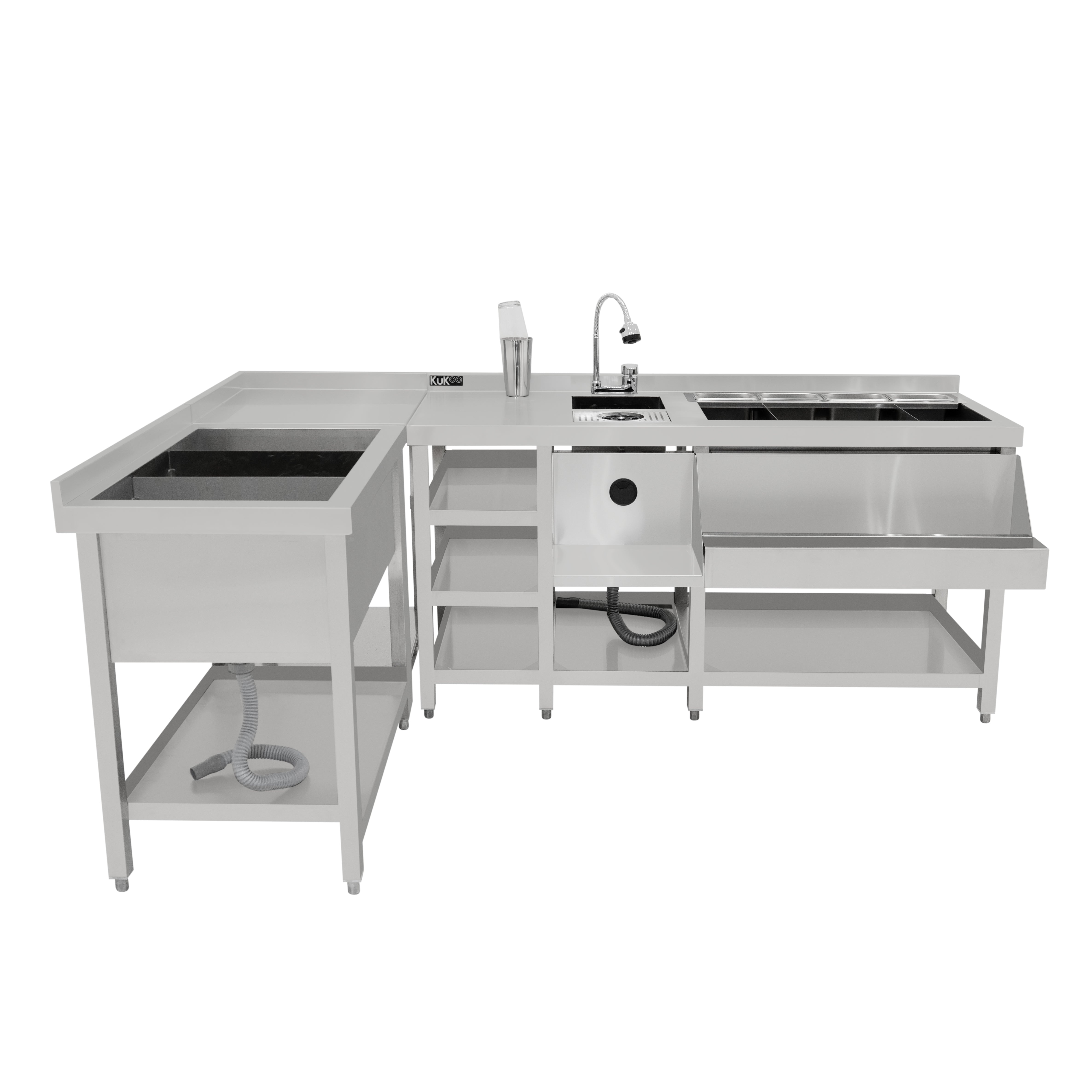 Q-Rax Postazione Cocktail Modulare Acciaio Inox con Ghiaccio