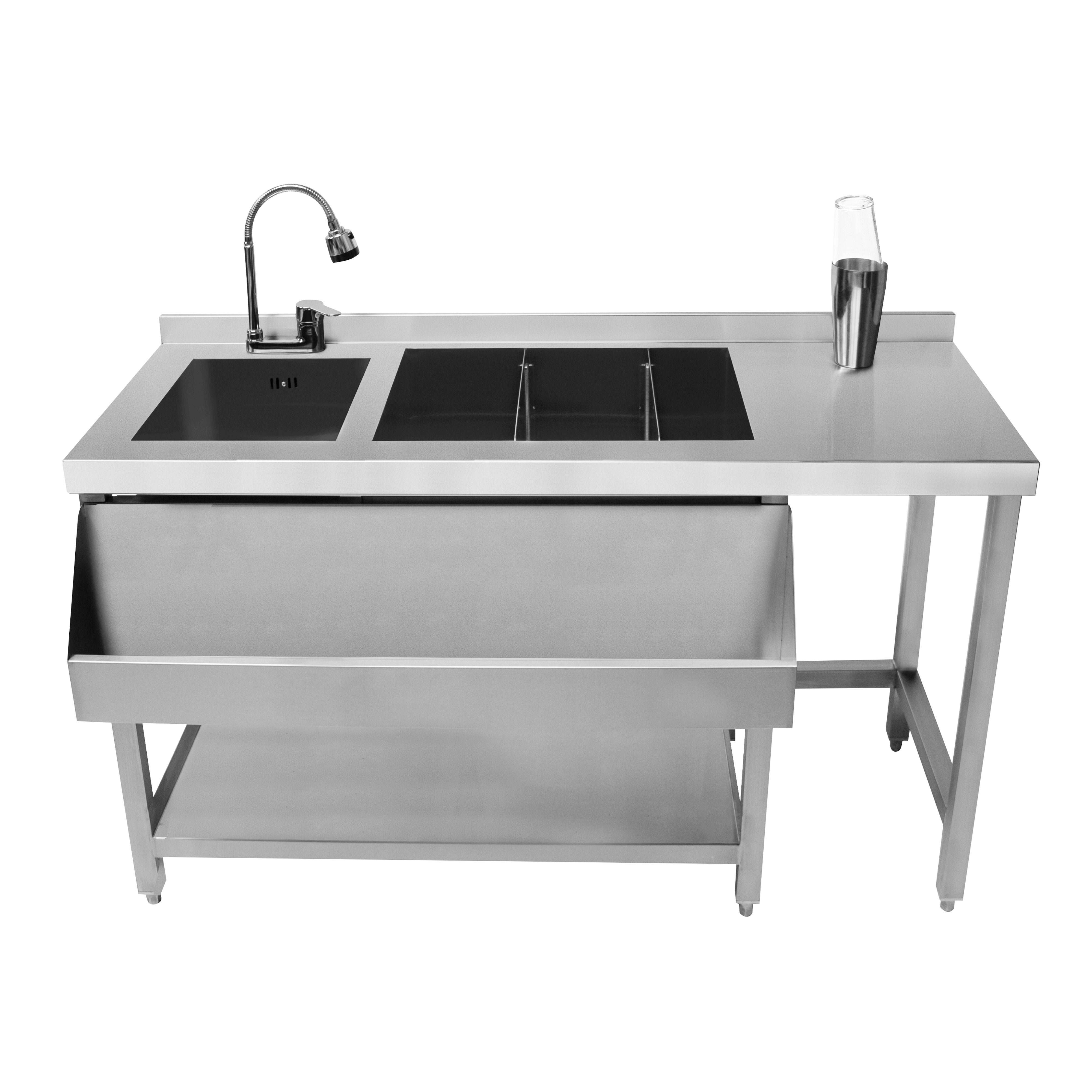Q-Rax Postazione Cocktail Modulare Acciaio Inox con Pozzo Ghiaccio