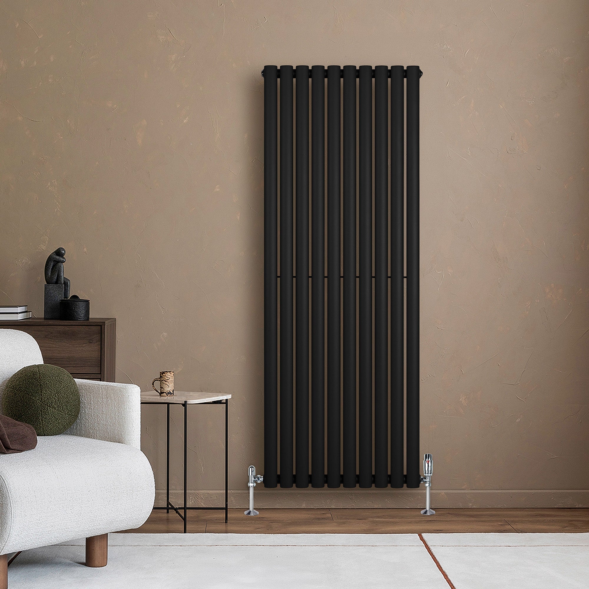 Q-Rax Radiatori Tradizionali Radiatore 1600x600 Nero Valvole