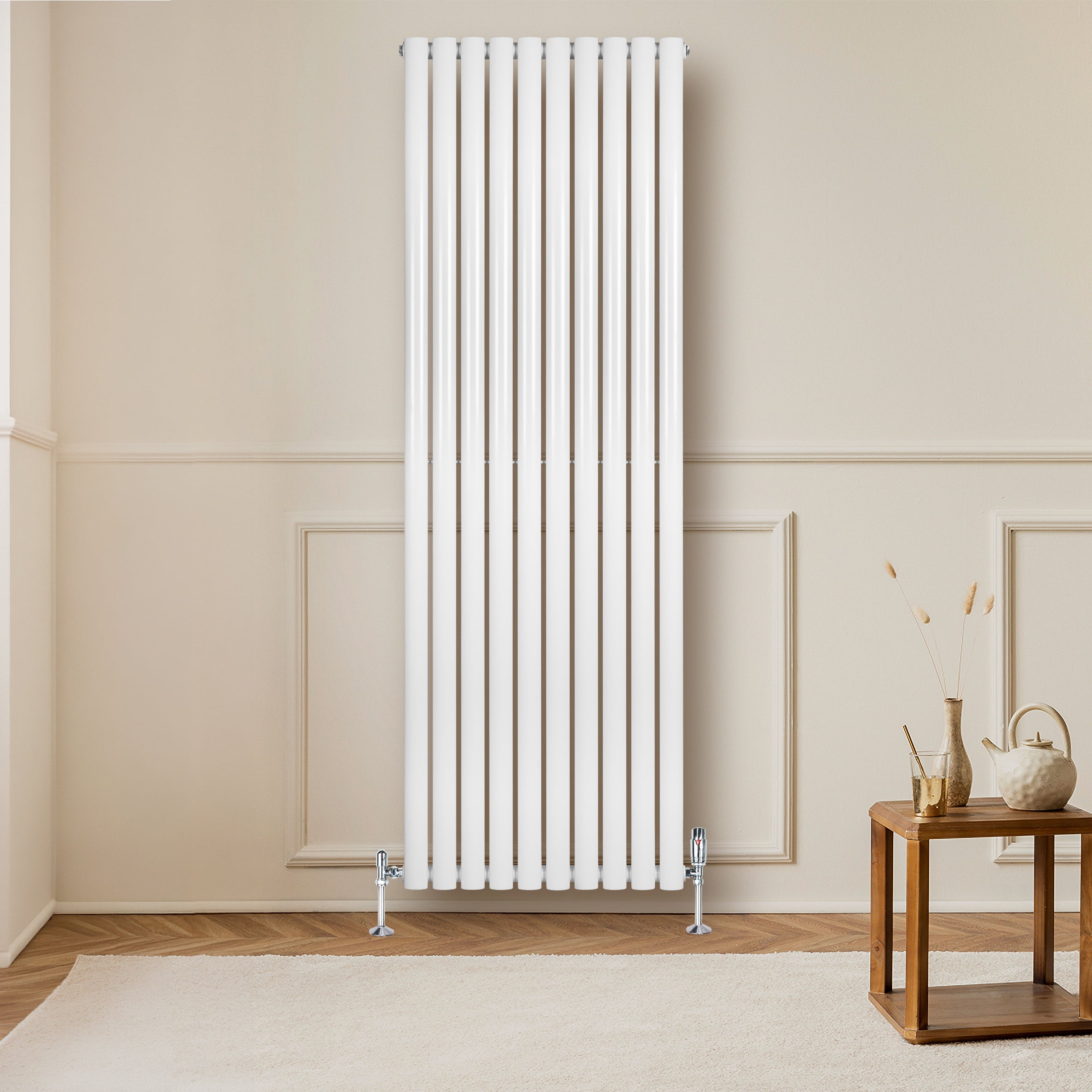 Q-Rax Radiatori Tradizionali 1800x600 radiatore bianco con valvole