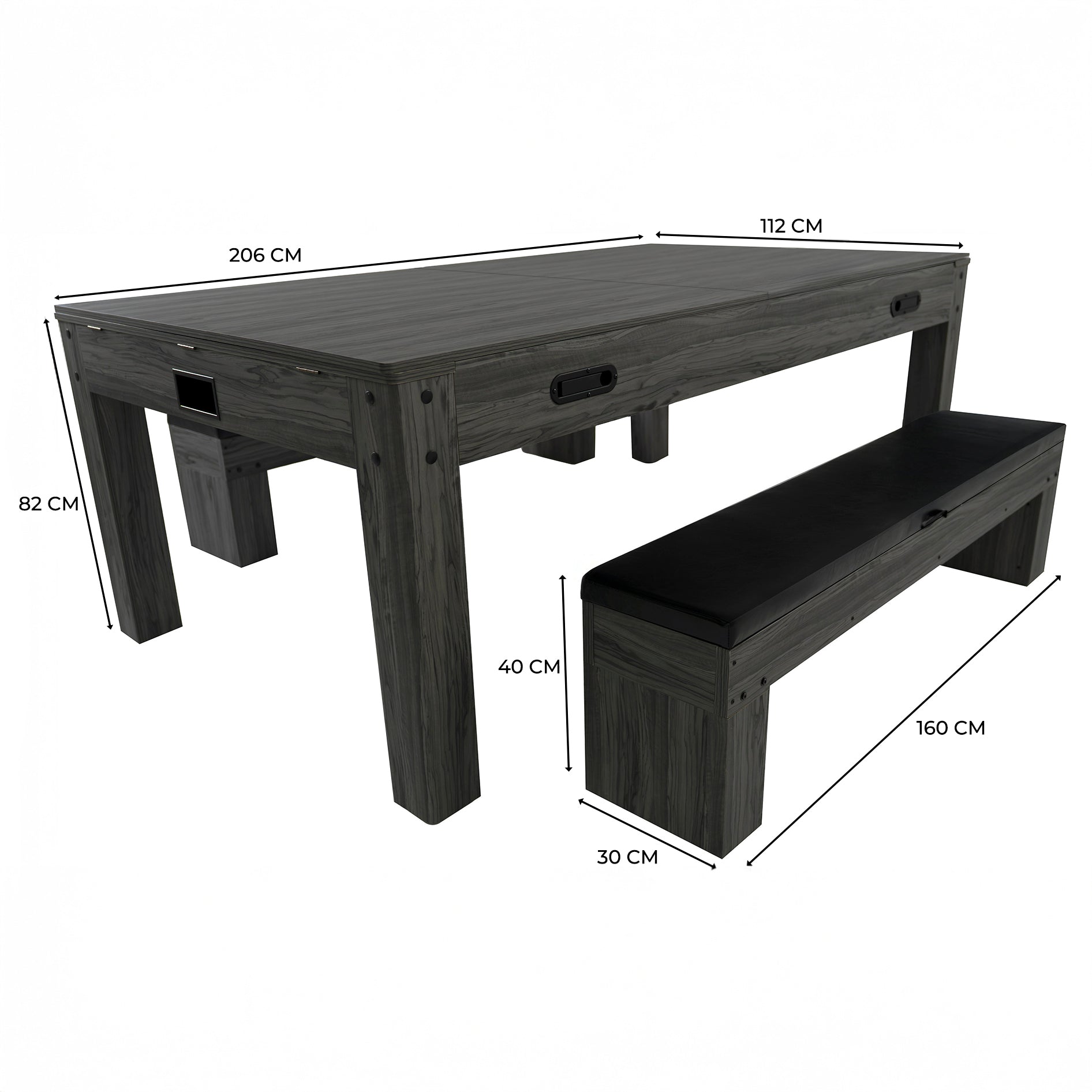 Q-Rax Tavolo Giochi 7-in-1 Tavolo Biliardo Grigio con Panche
